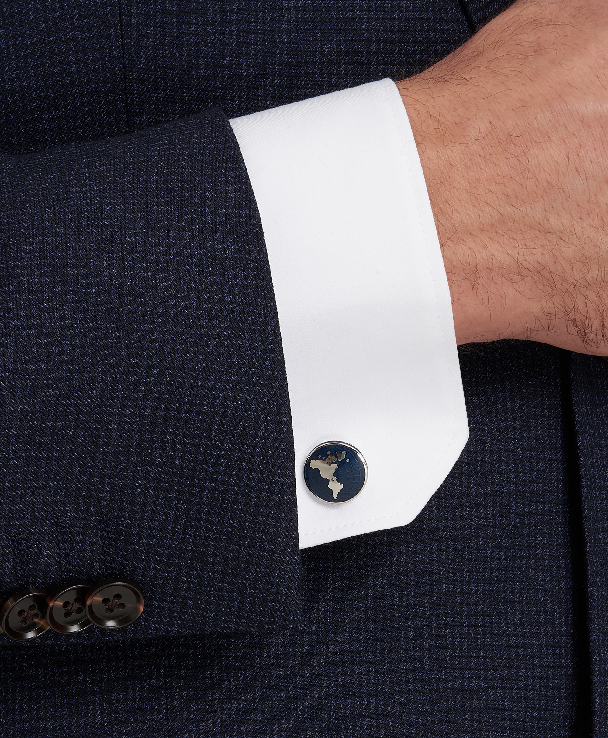 Запонки круглые с эмалевой вставкой