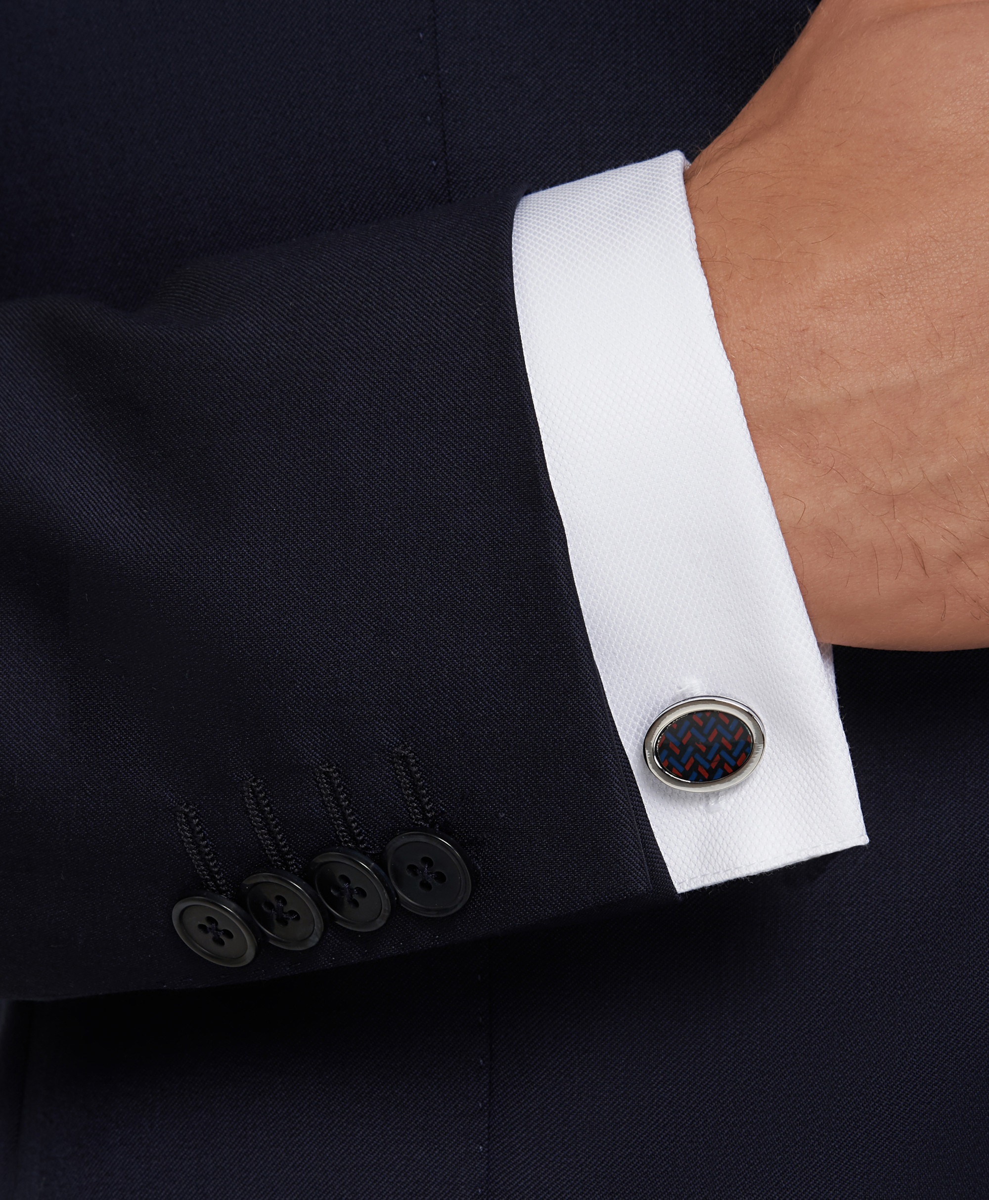 Запонки круглые с эмалевой вставкой