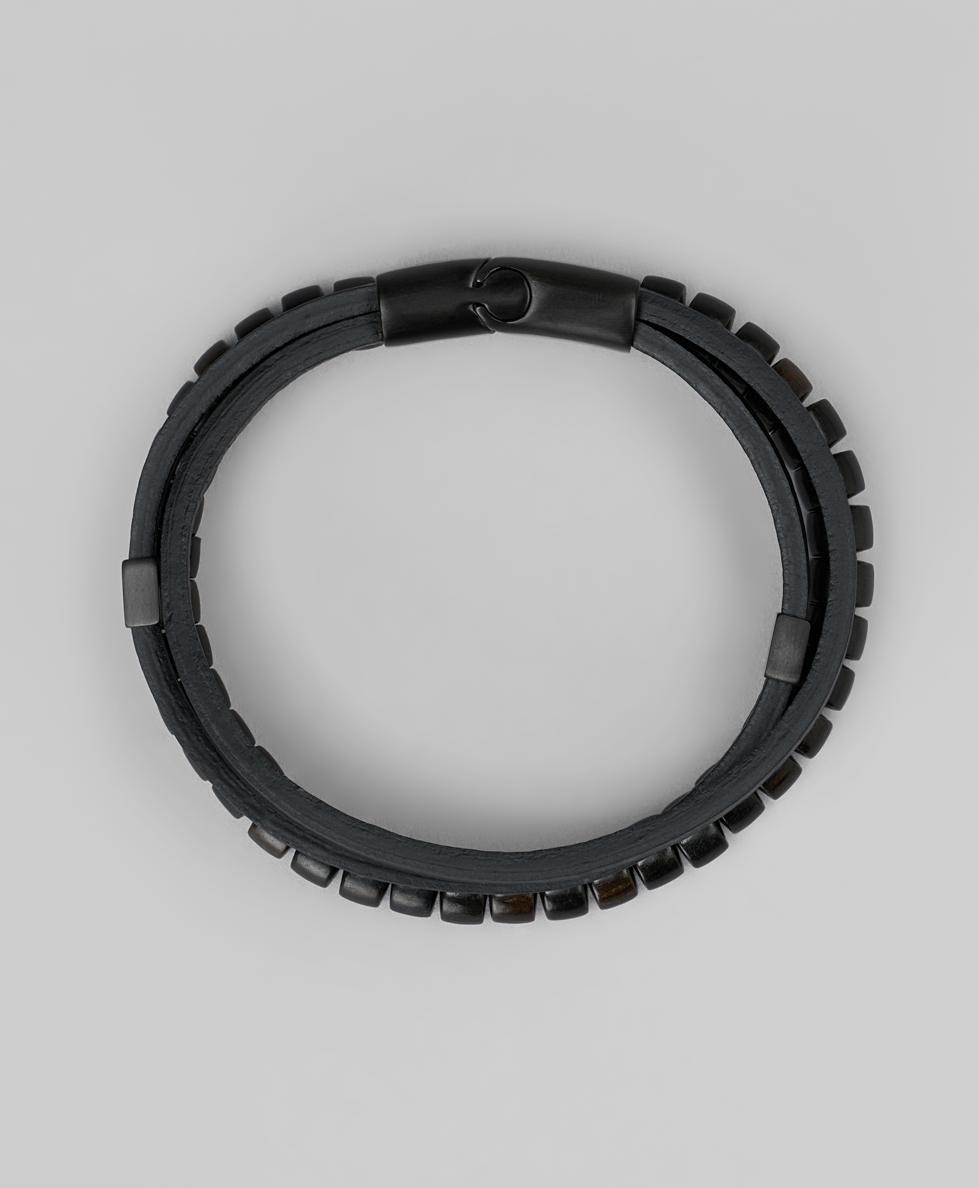 Браслет из натуральной кожи и черного дерева эбен