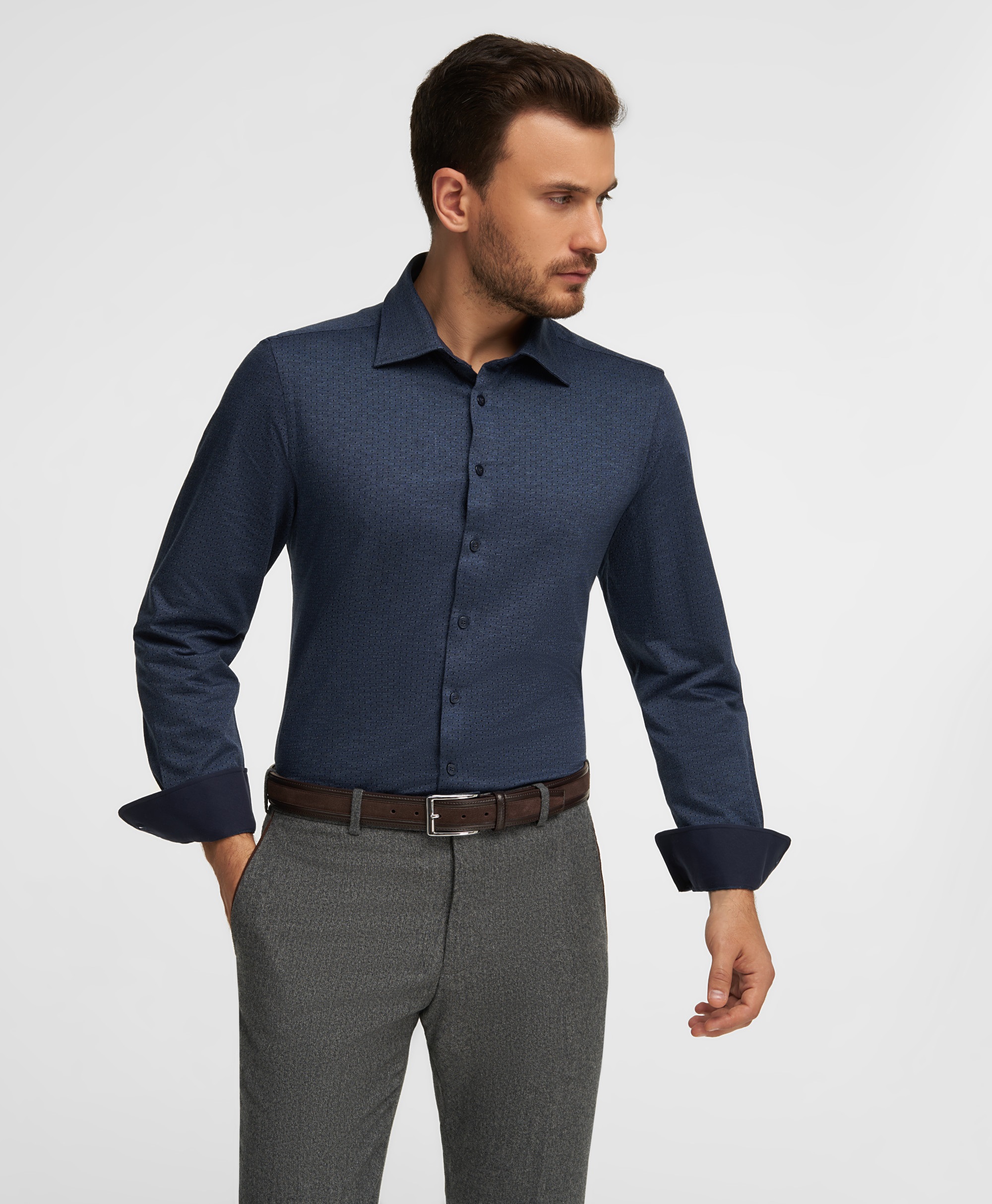 Рубашка трикотажная, прямой силуэт