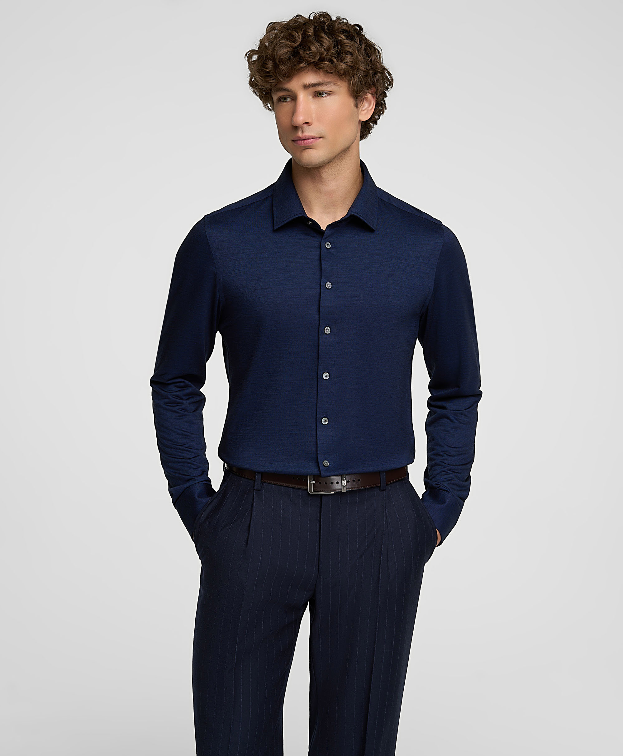 Рубашка трикотажная, полуприлегающий силуэт