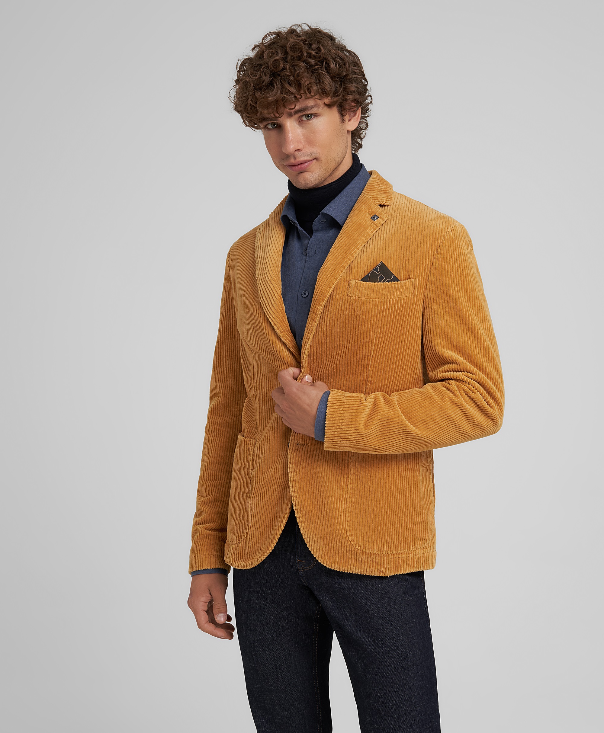 Повседневный вельветовый пиджак, полуприлегающий силуэт