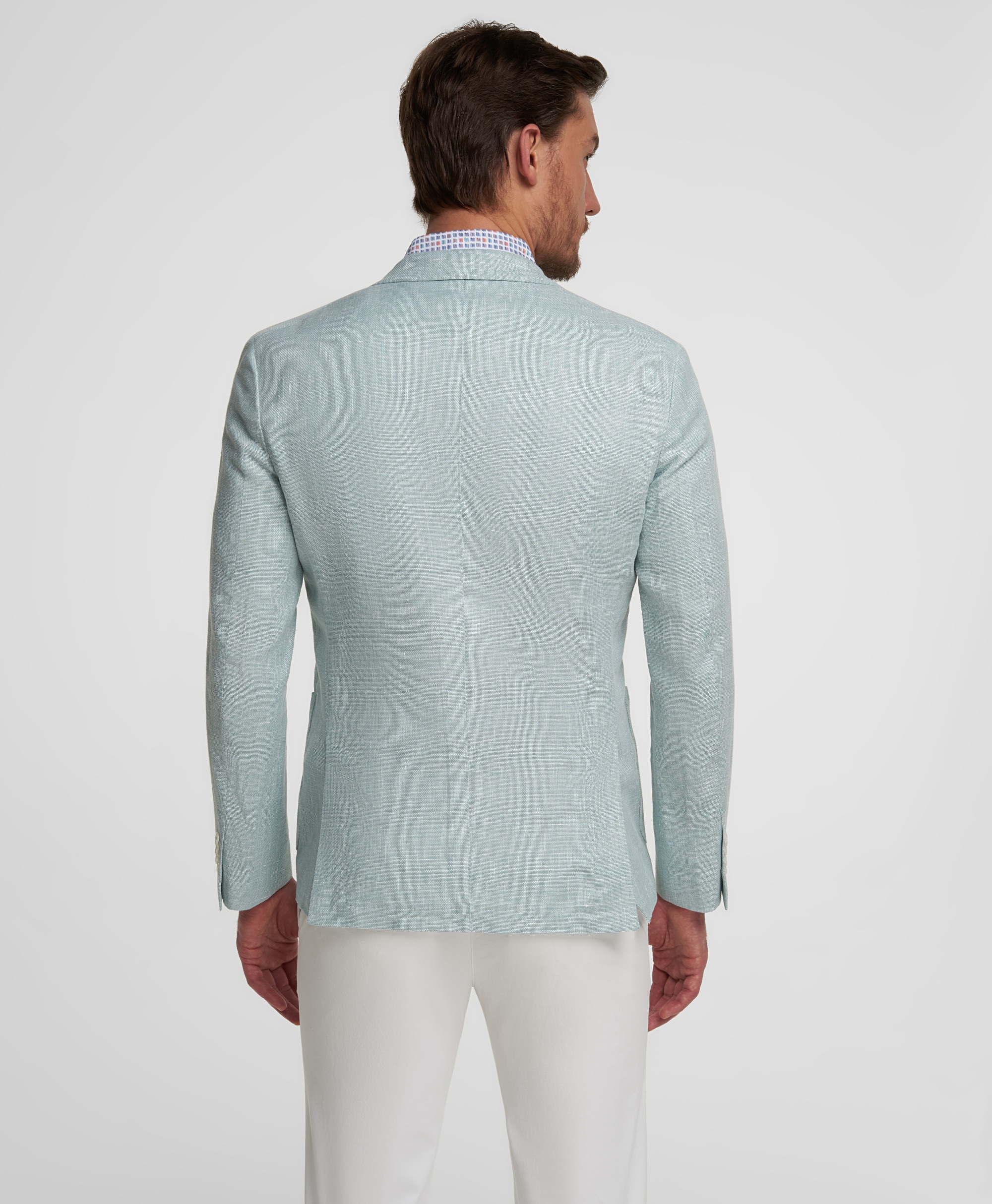 Пиджак из ткани рогожка, прямой силуэт