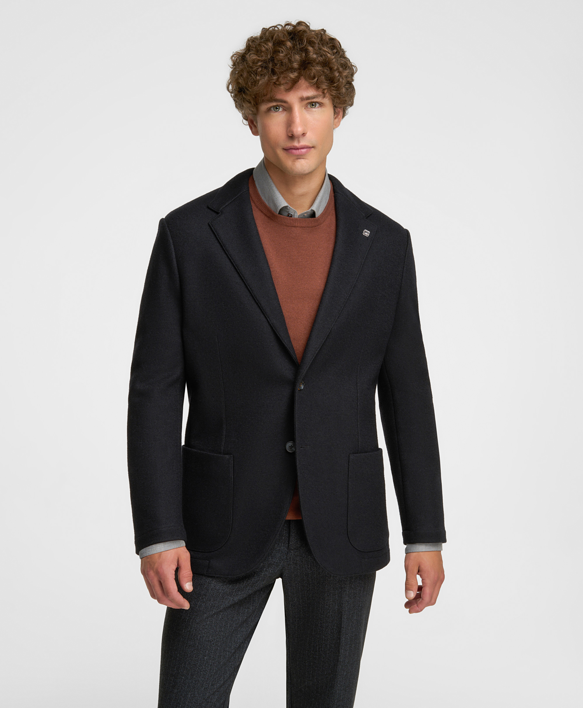 Пиджак трикотажный, прямой силуэт