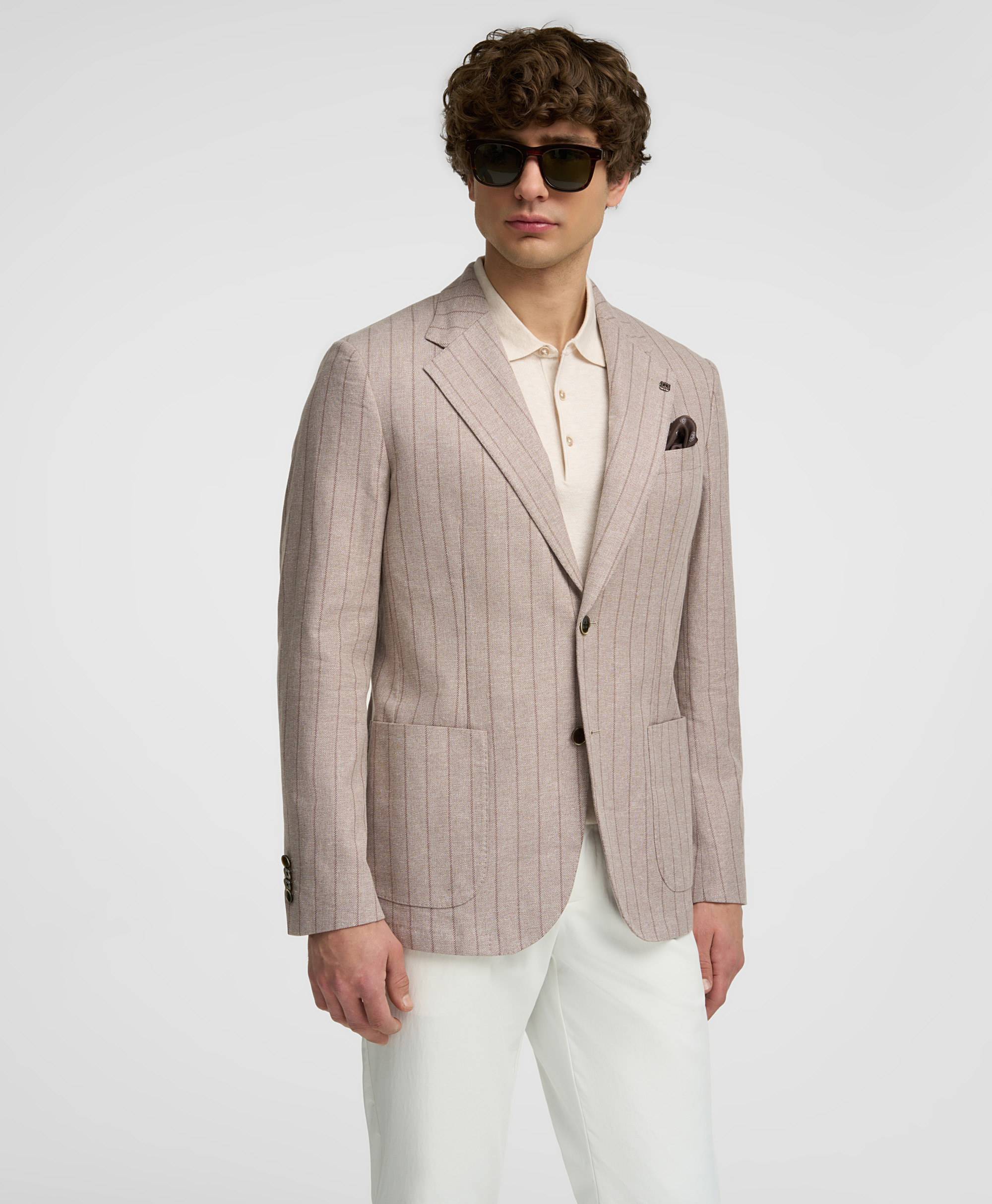 Пиджак из смесовой ткани, прямой силуэт