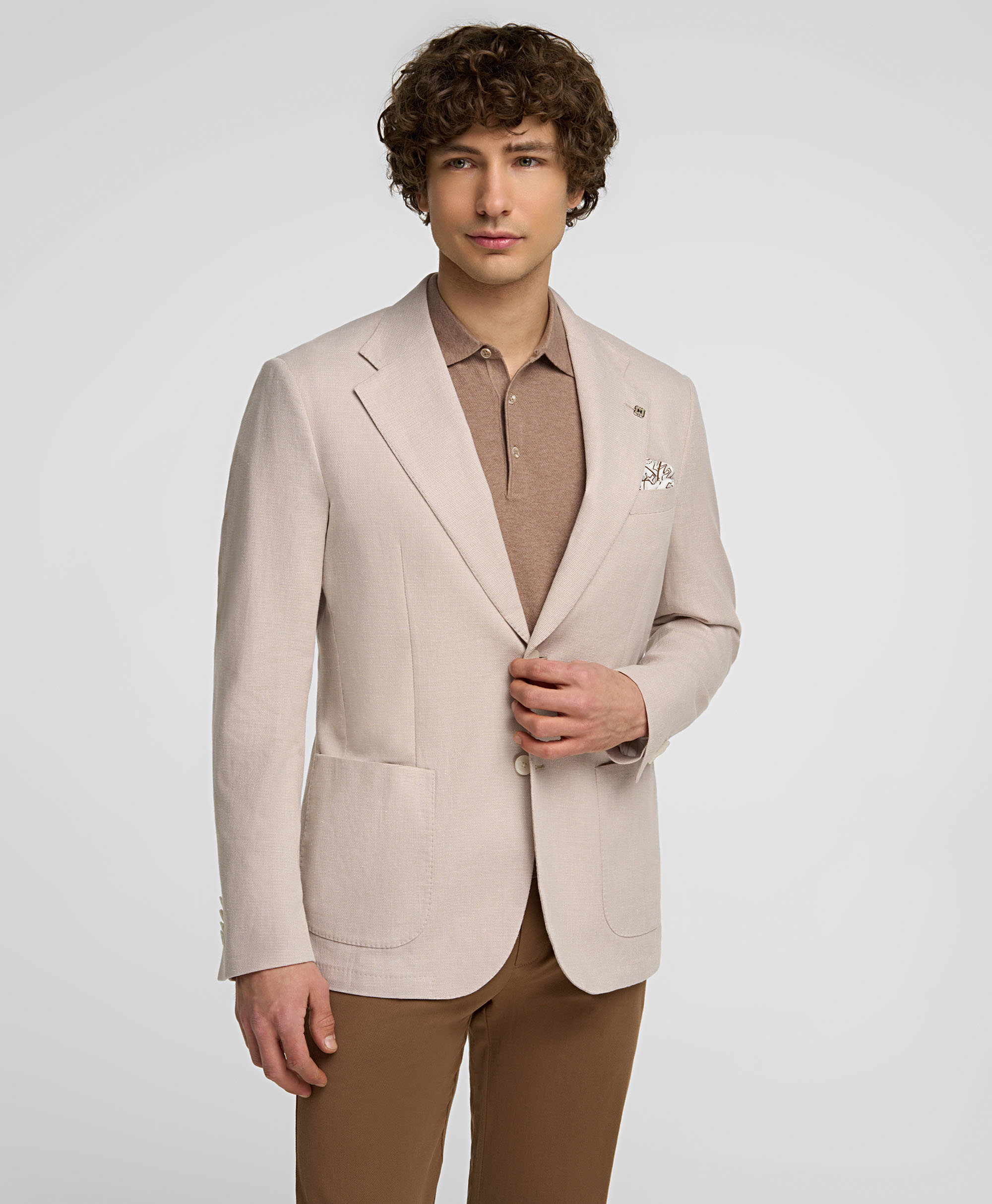 Пиджак из смесовой ткани, прямой силуэт