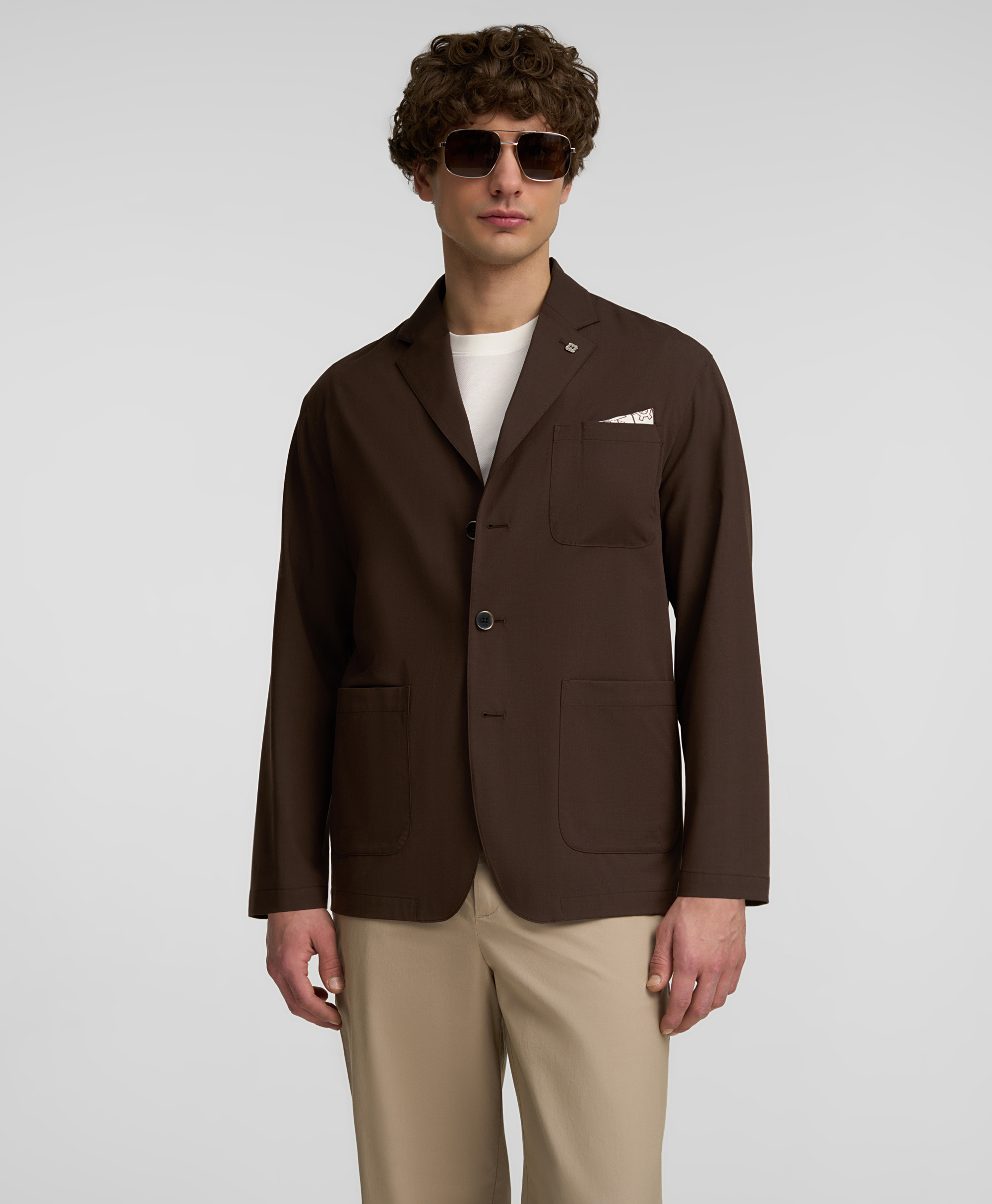 Пиджак из смесовой ткани, прямой силуэт