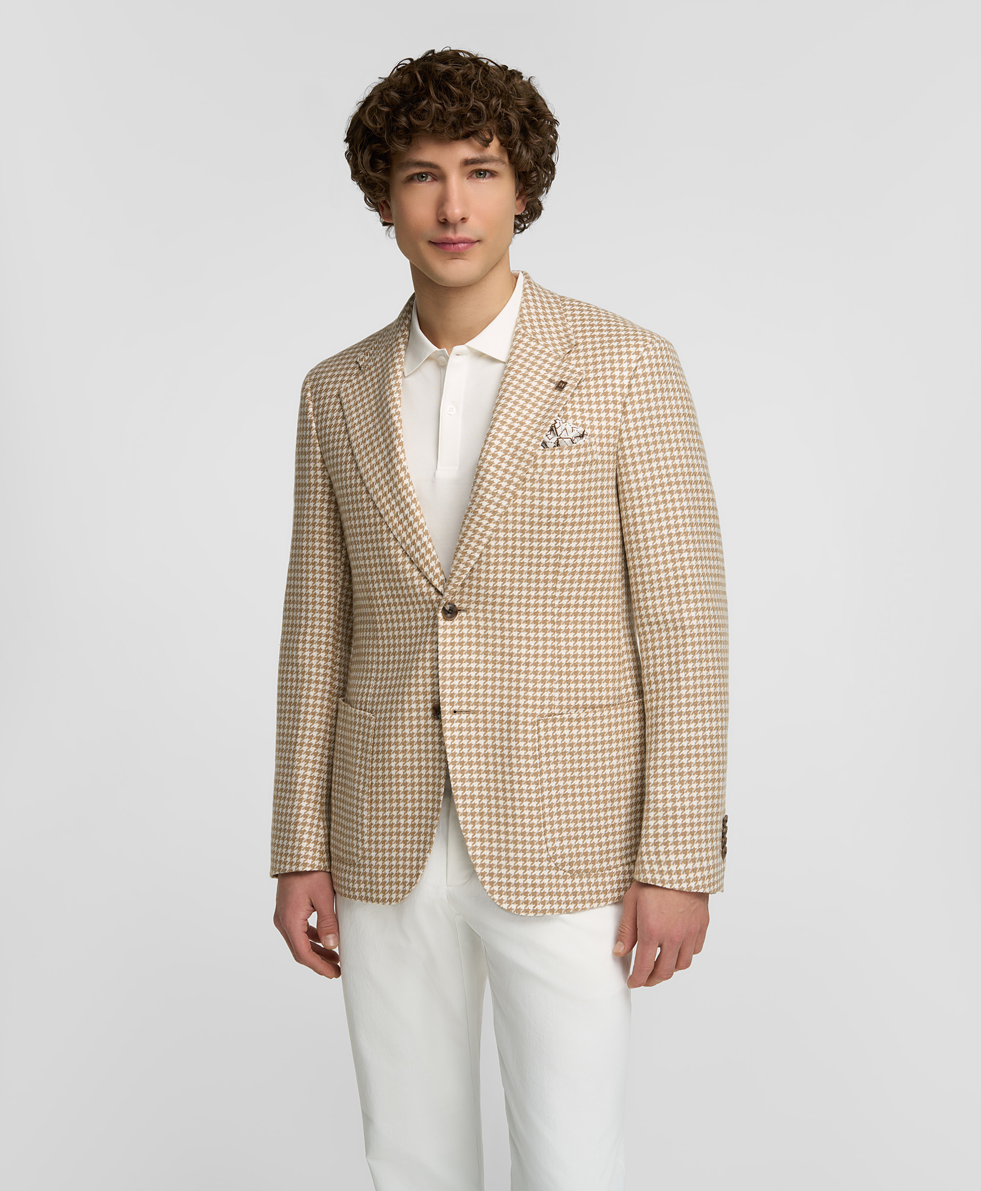 Пиджак из смесовой ткани, прямой силуэт