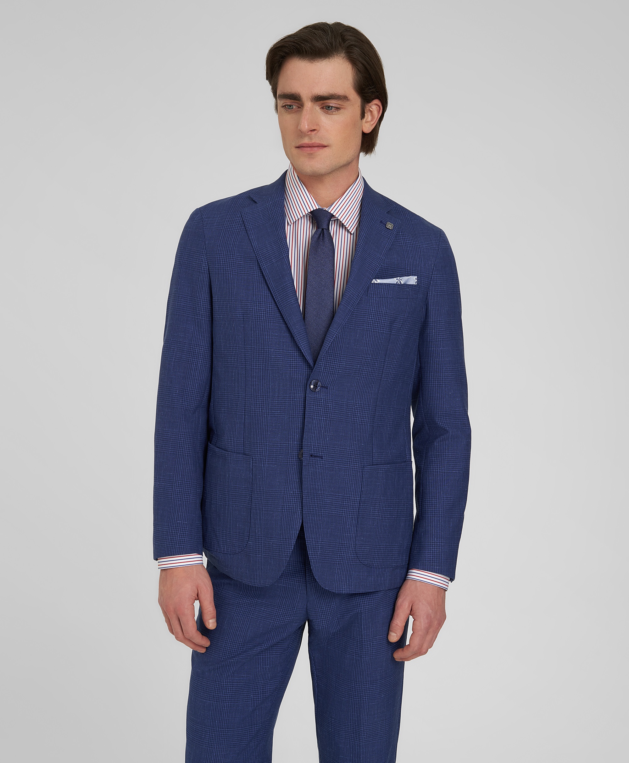 Пиджак костюмный из эластичной ткани с добавлением льна, прямой силуэт