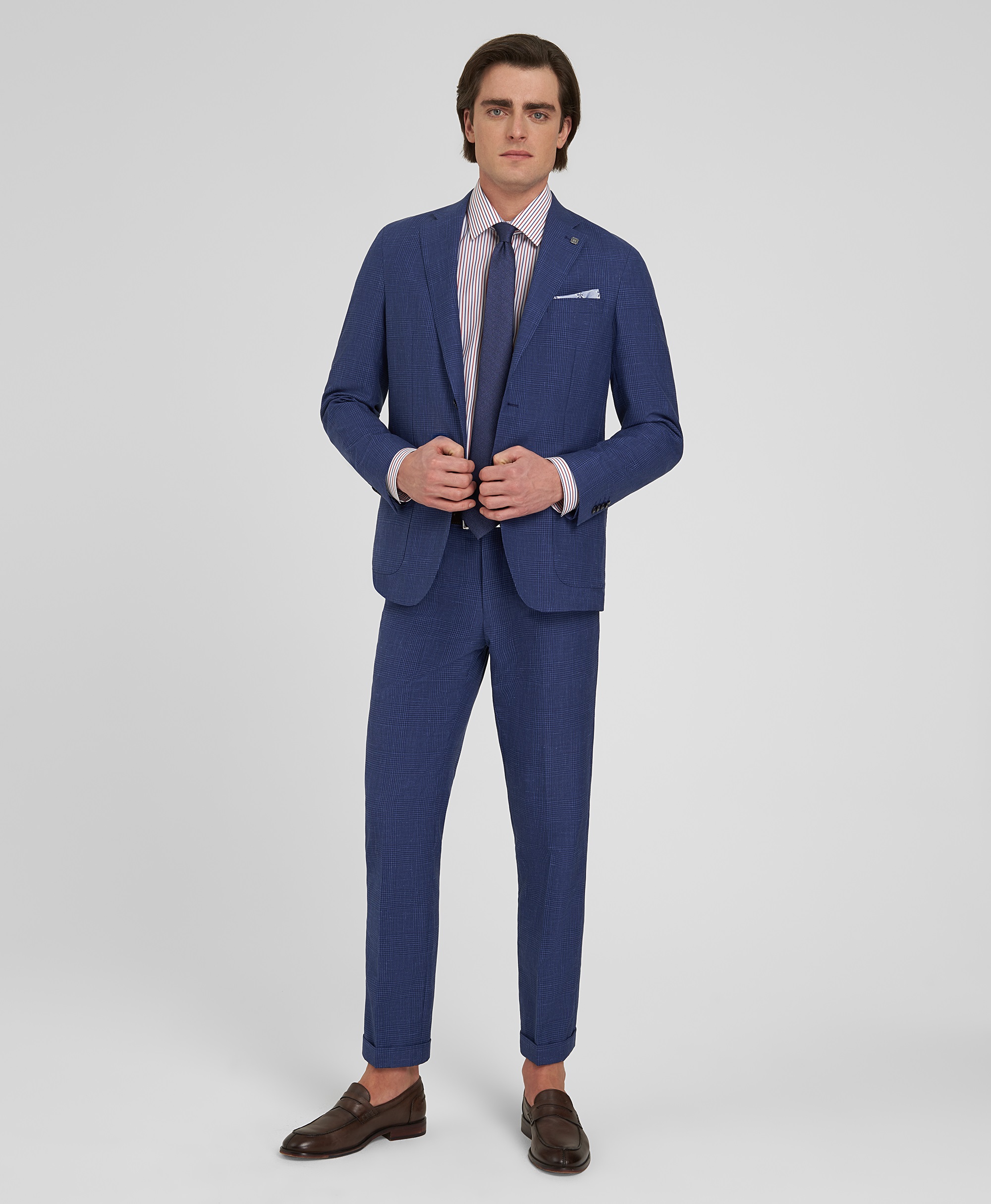 Пиджак костюмный из эластичной ткани с добавлением льна, прямой силуэт