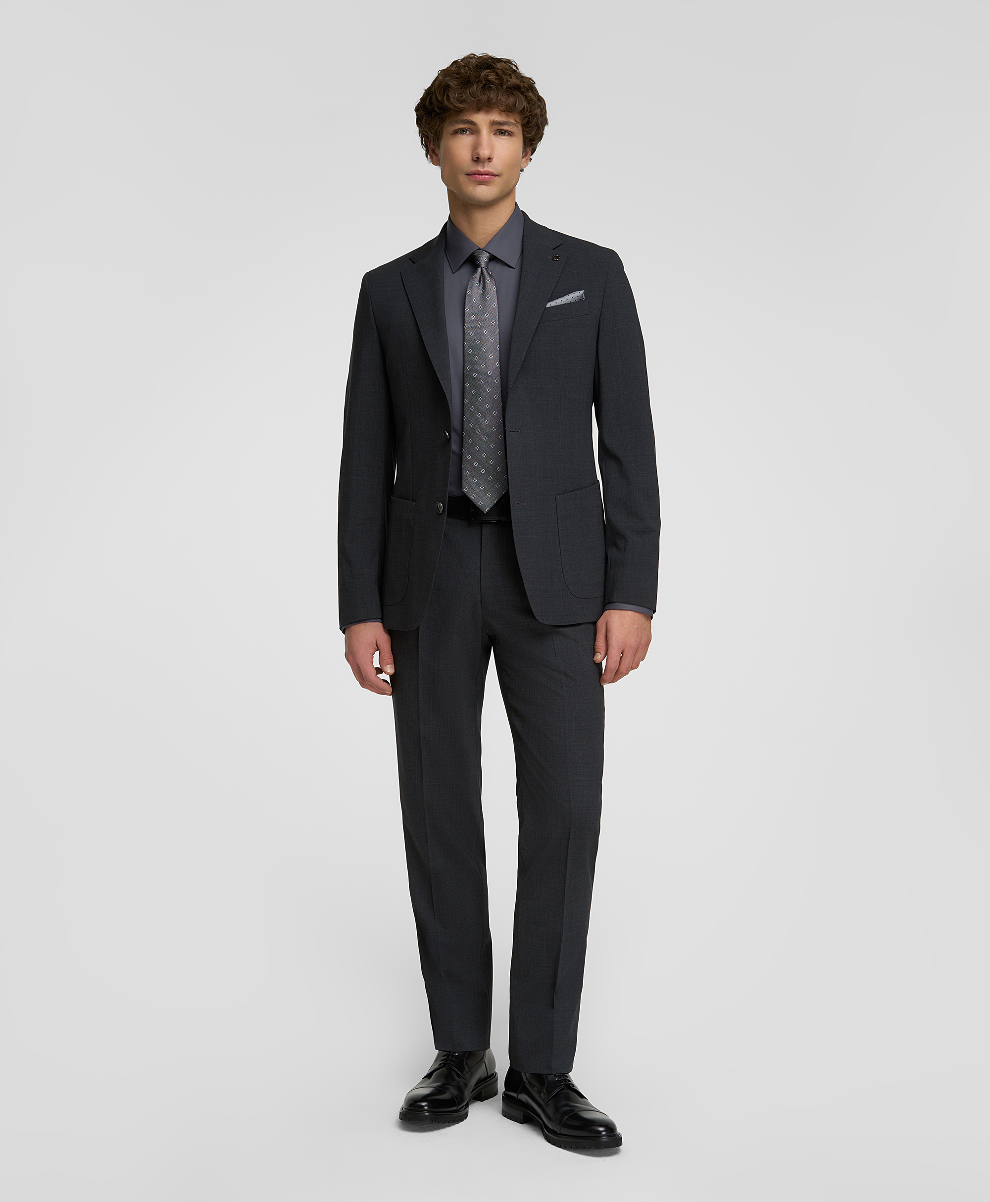 Пиджак костюмный из растяжимой шерстяной ткани, прилегающий силуэт