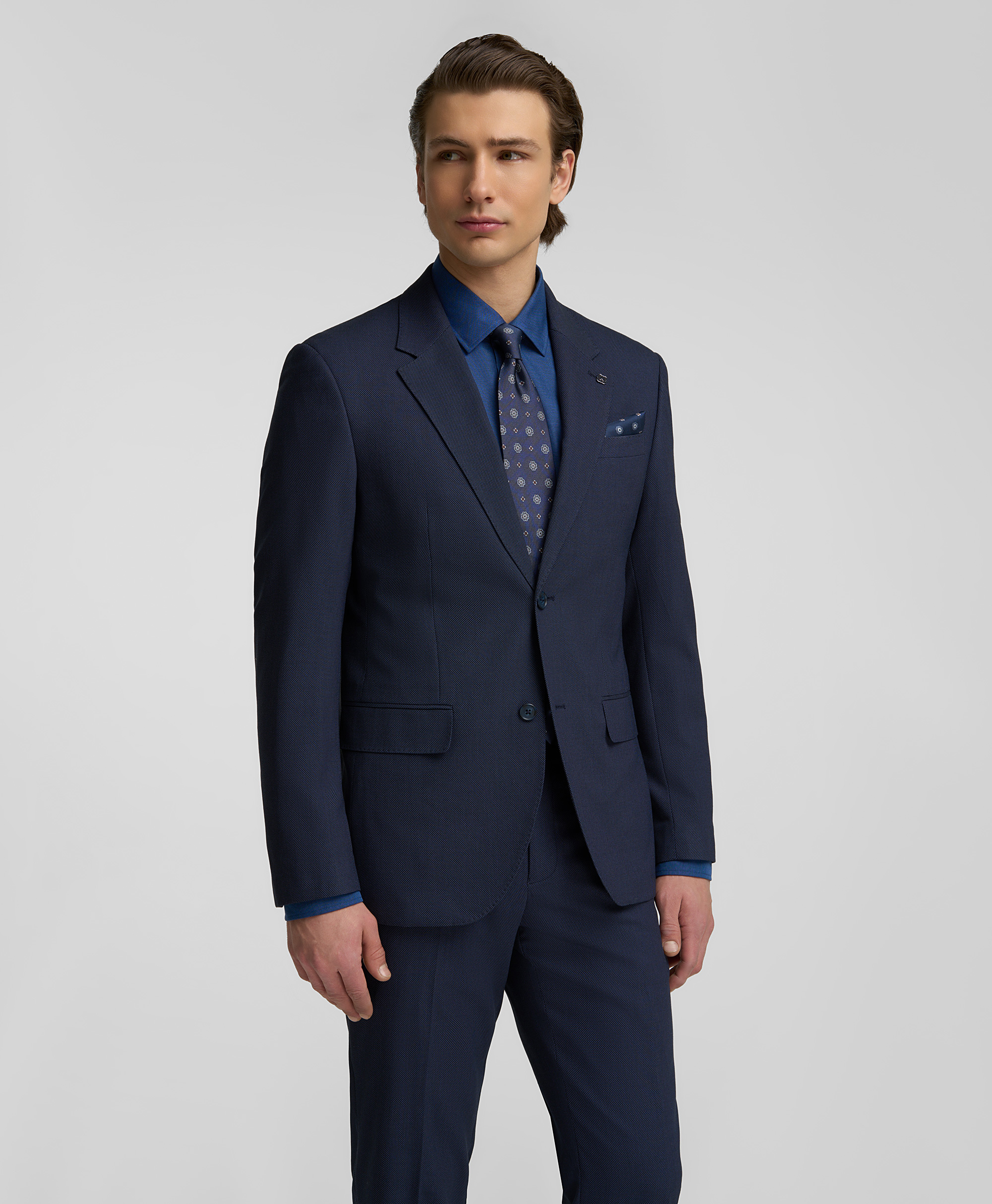 Пиджак костюмный из смесовой ткани, прилегающий силуэт