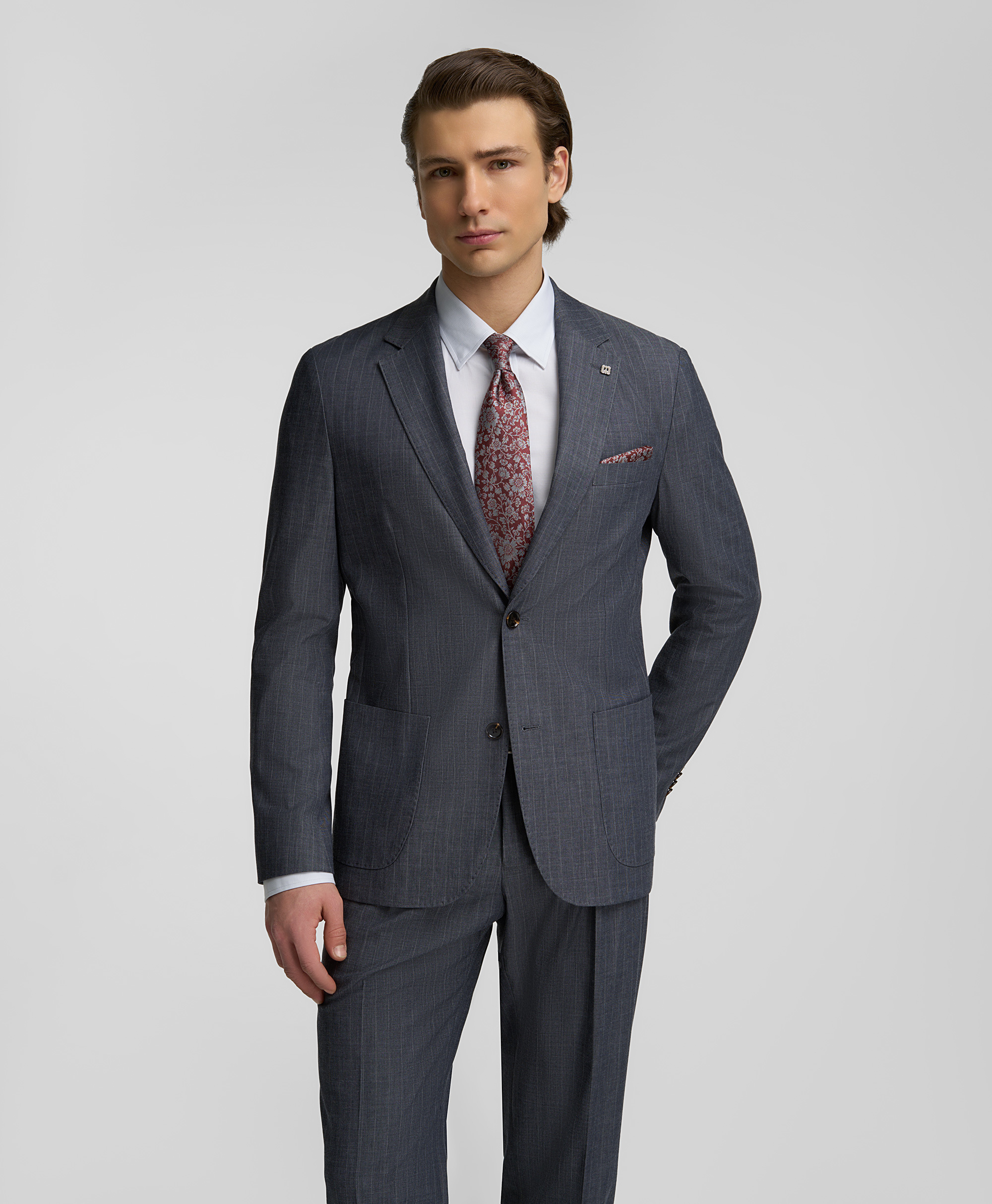 Пиджак костюмный из смесовой ткани, прямой силуэт