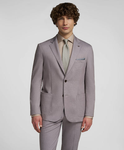 Пиджак костюмный из смесовой ткани, прилегающий силуэт