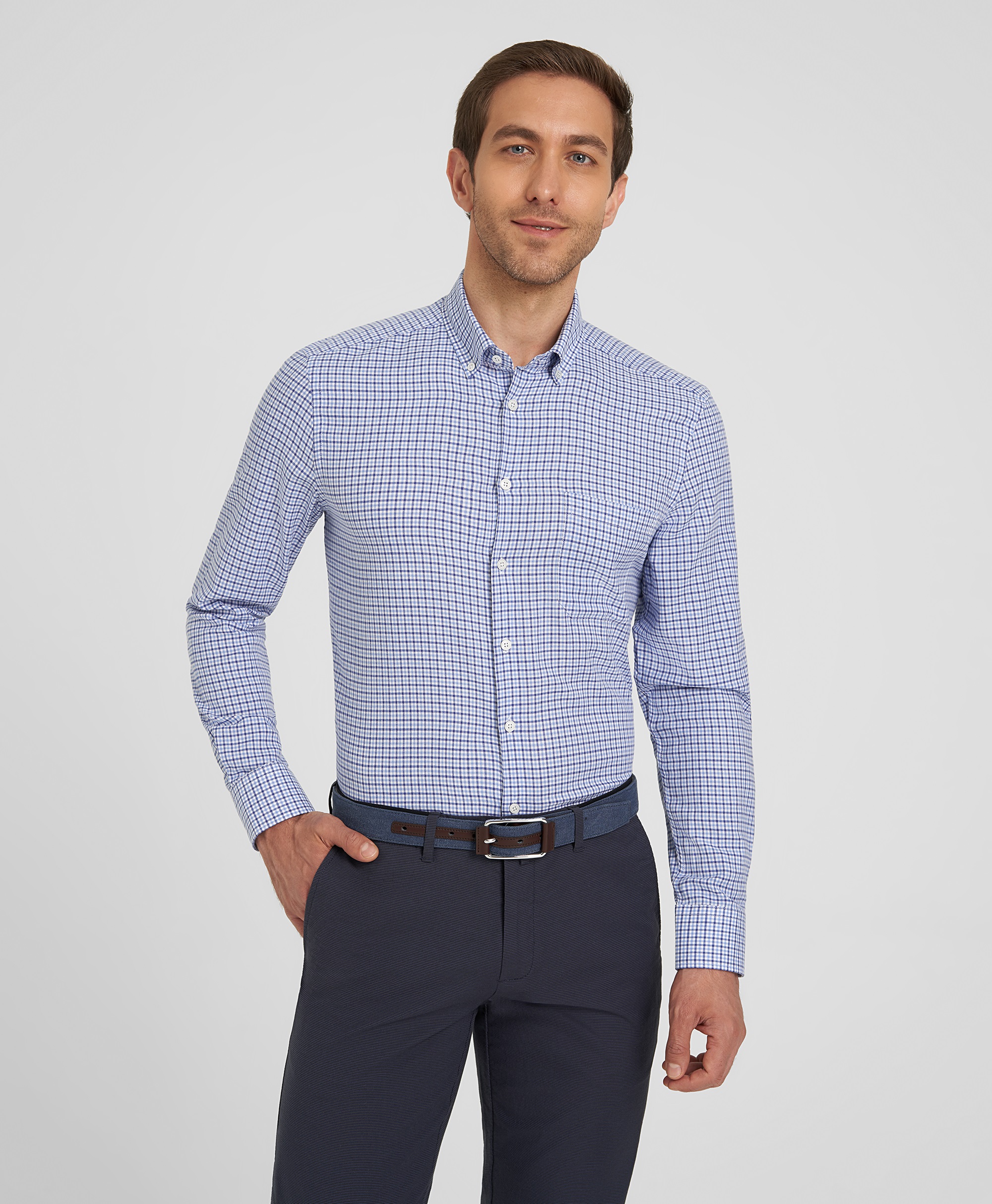 Рубашка хлопковая, полуприлегающий силуэт