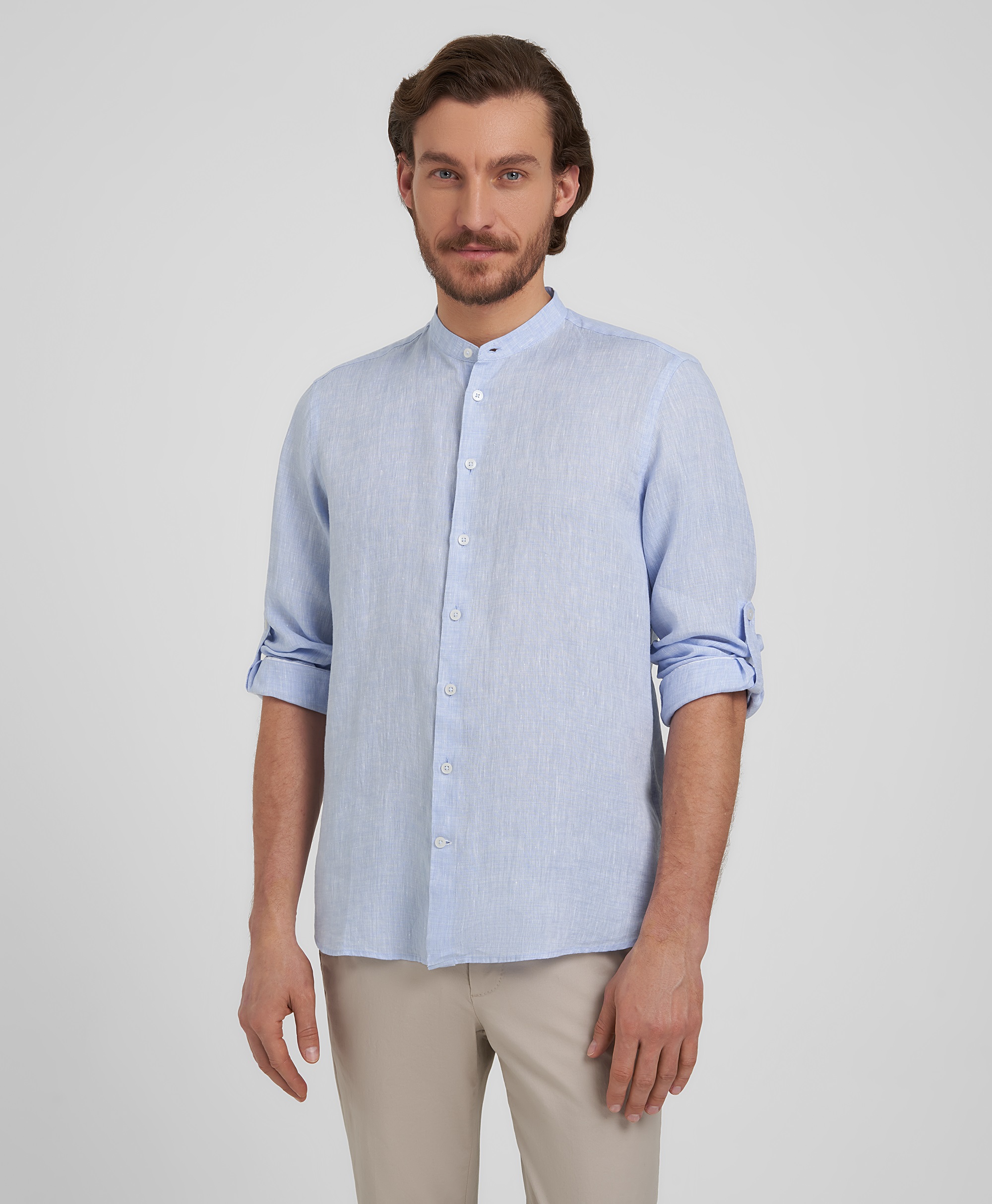 Рубашка льняная, прямой силуэт