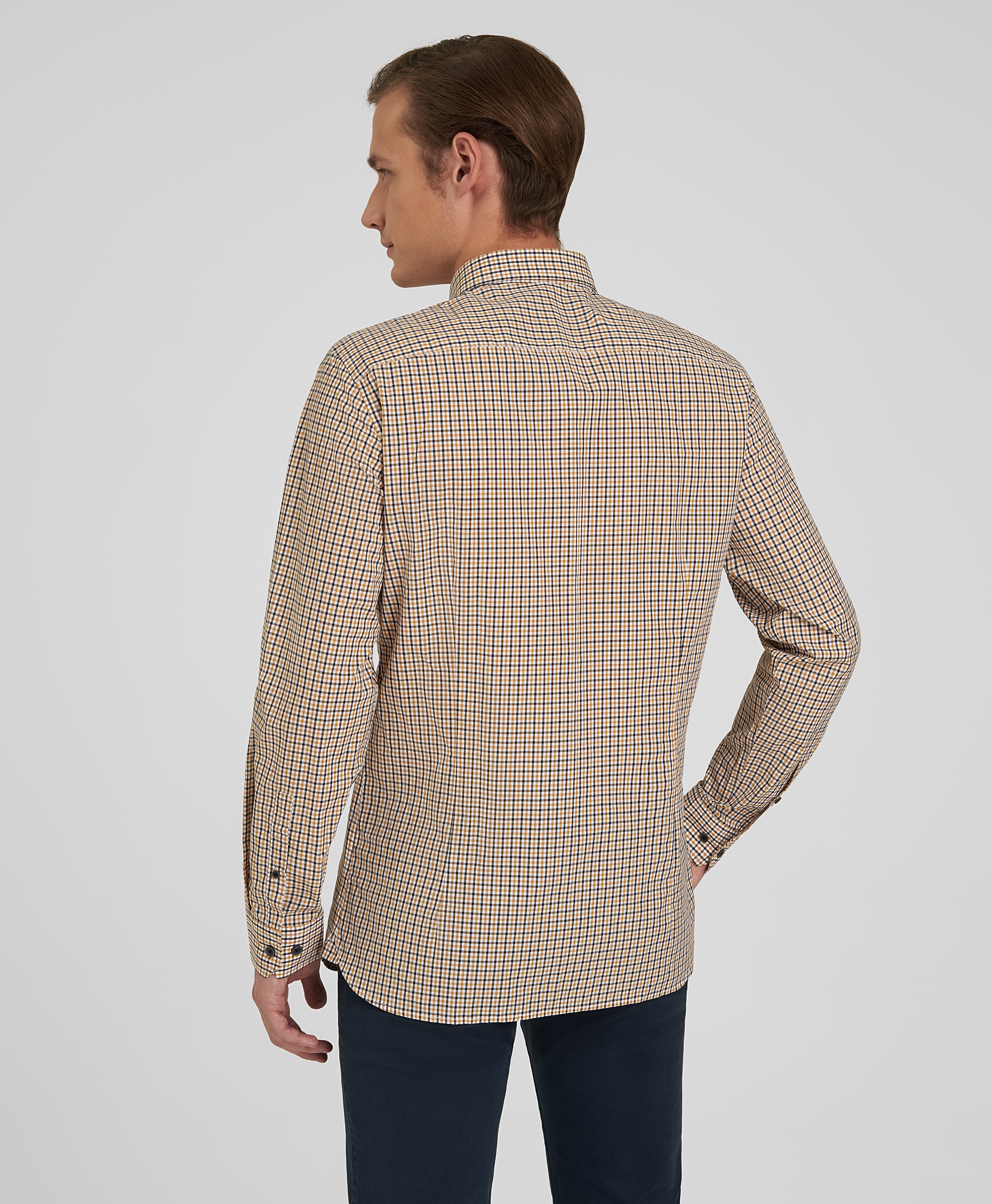 Рубашка хлопковая, прилегающий силуэт