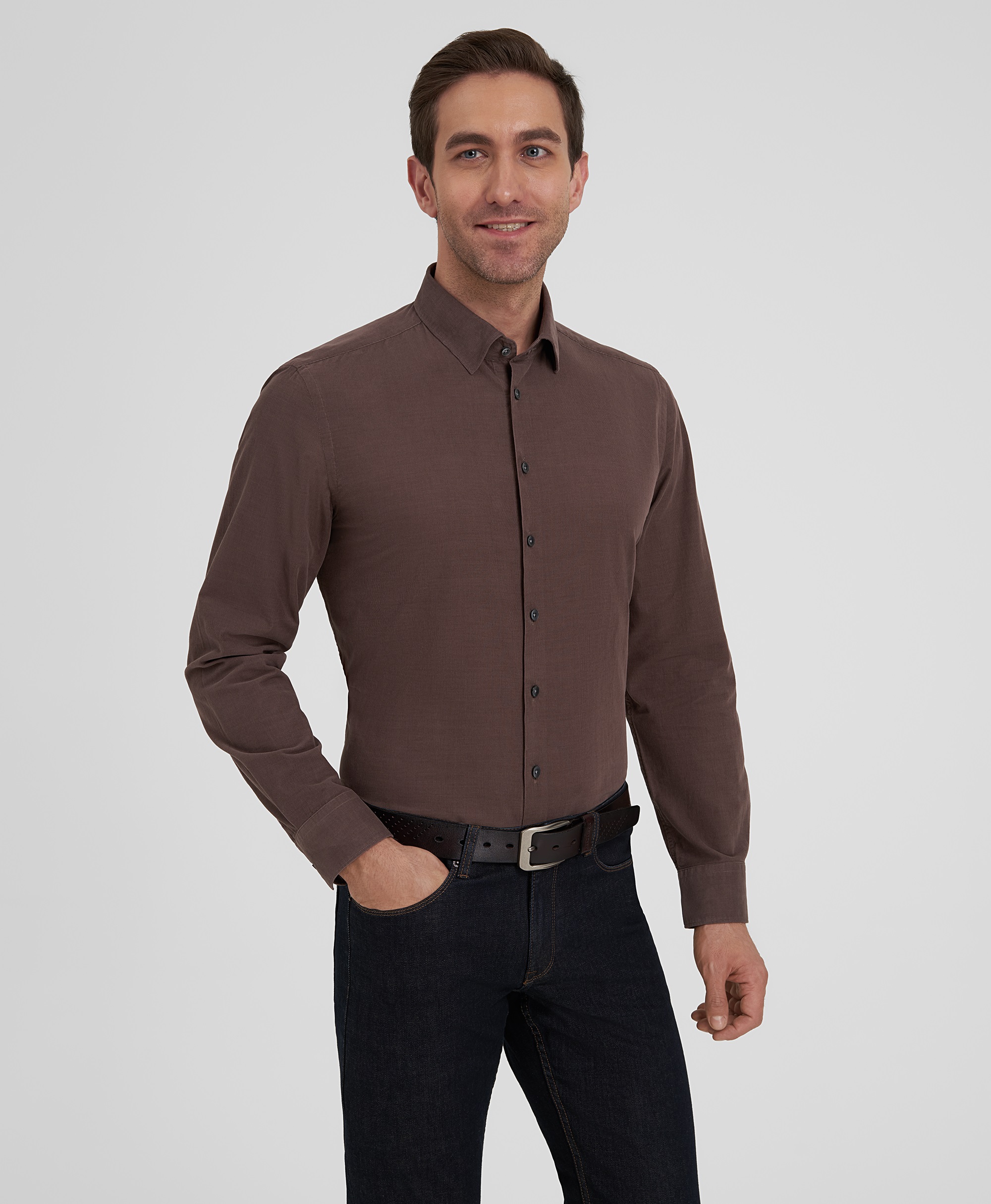 Рубашка вельветовая, полуприлегающий силуэт