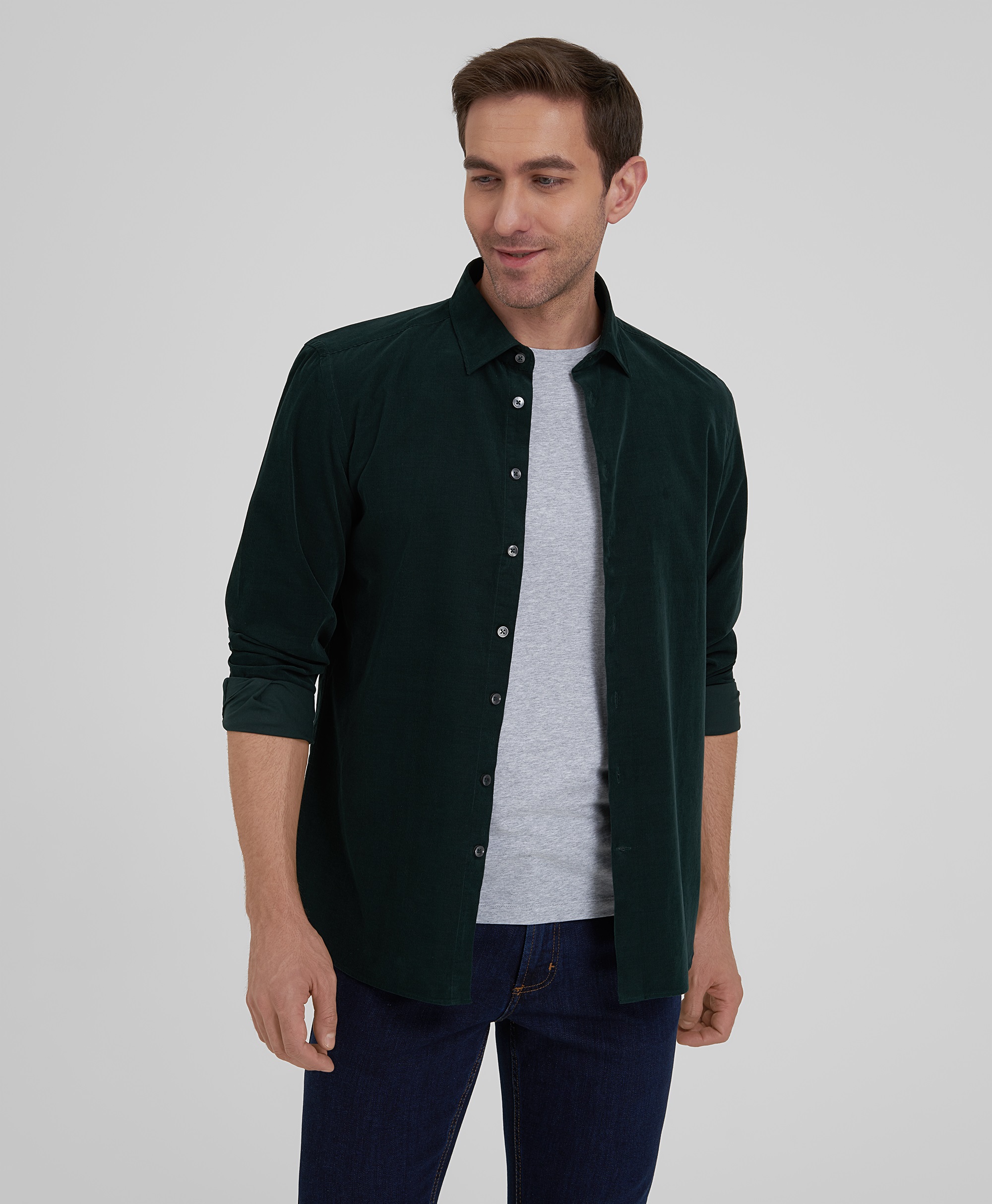 Рубашка вельветовая, полуприлегающий силуэт