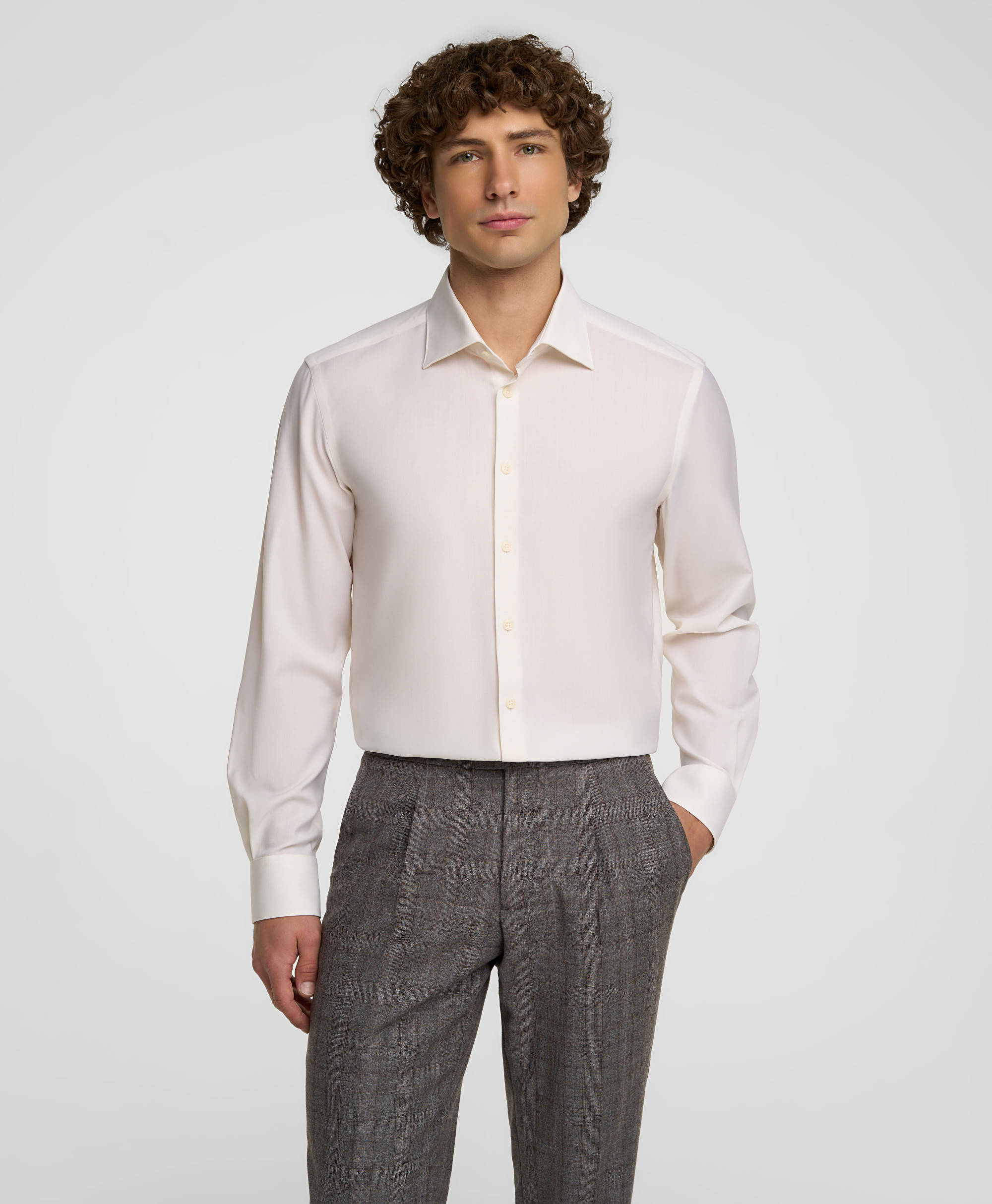 Рубашка шерстяная, прямой силуэт