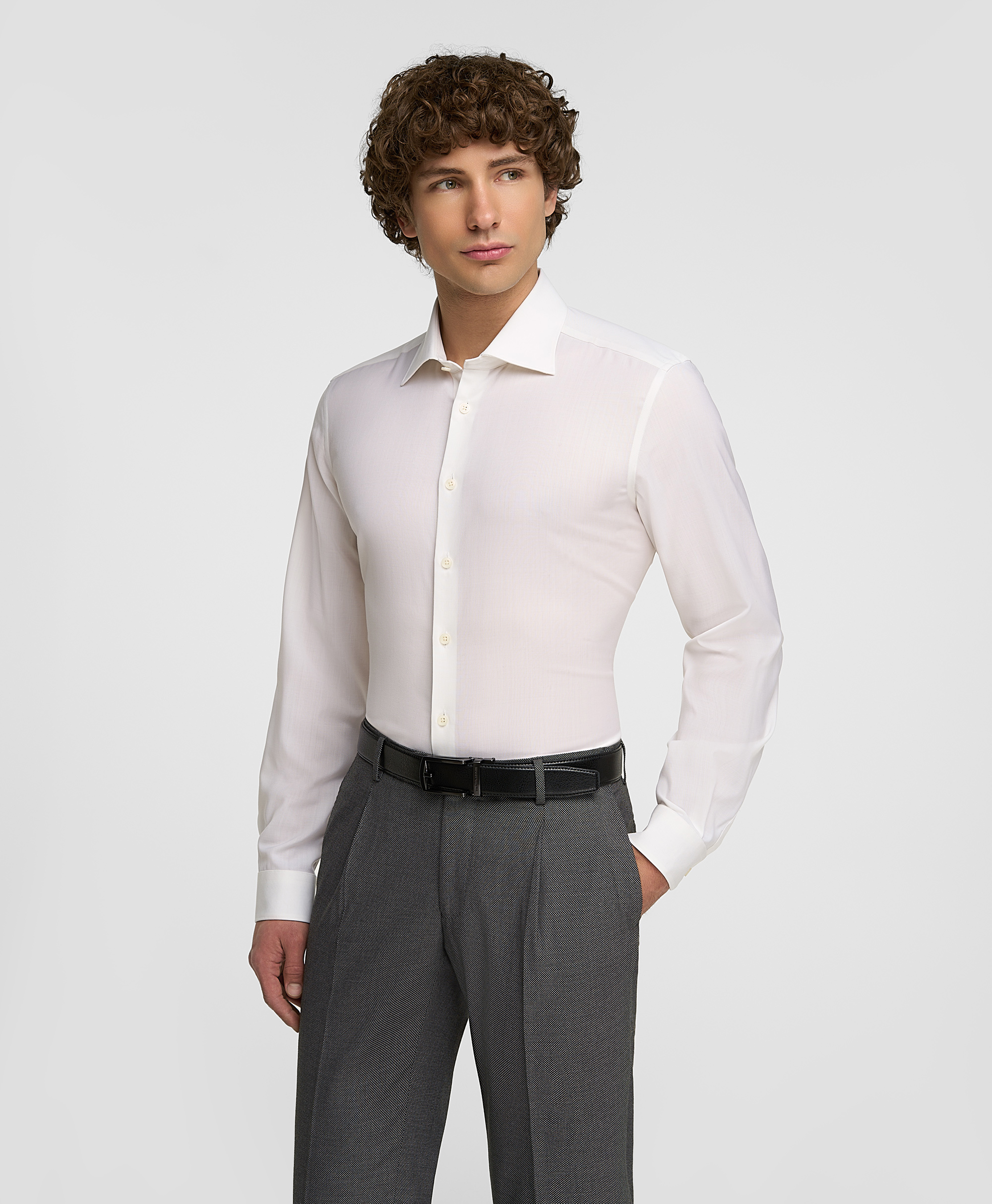 Рубашка шерстяная, прилегающий силуэт