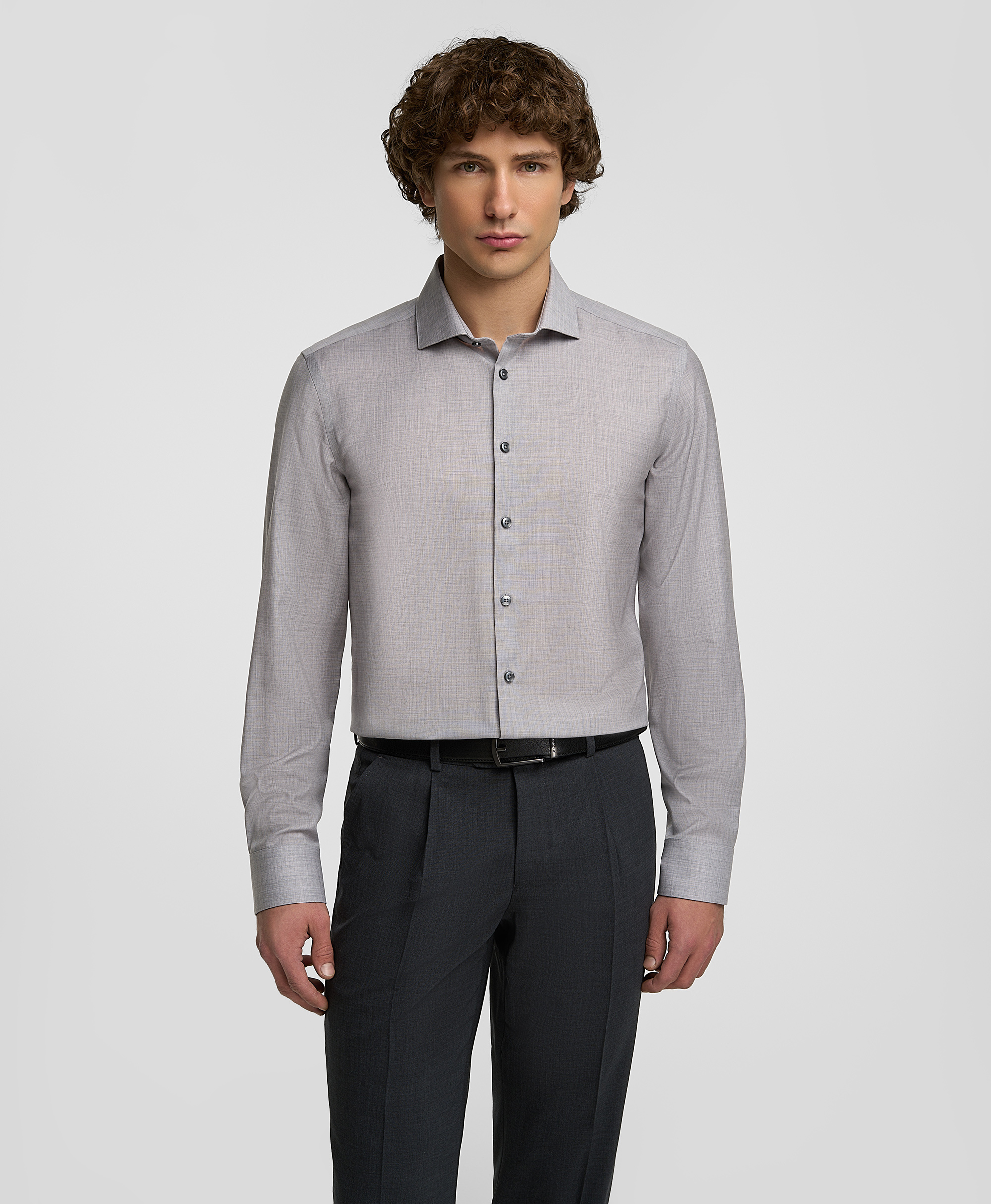 Рубашка шерстяная, полуприлегающий силуэт