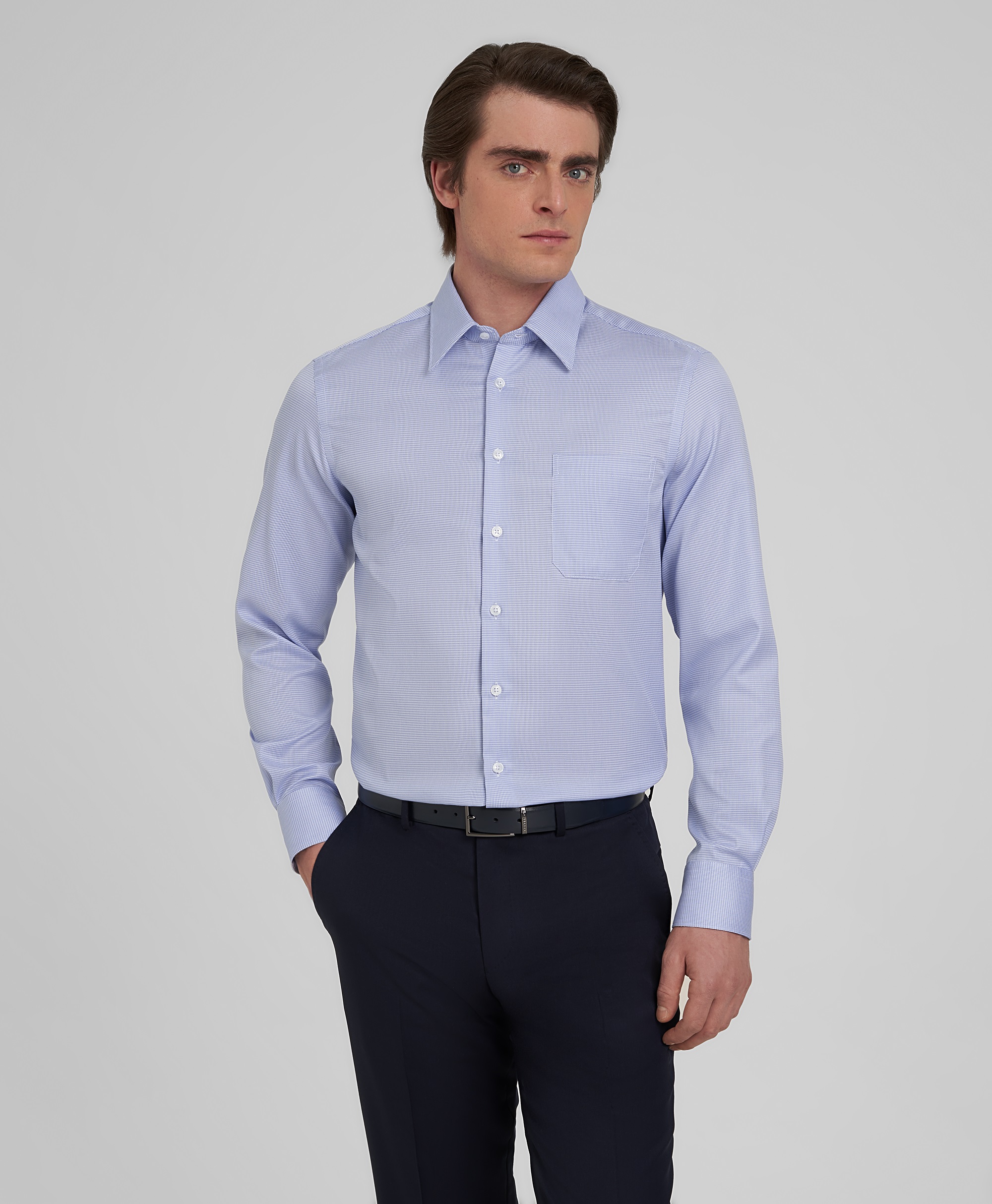 Рубашка хлопковая, не требует утюжки, прямой силуэт