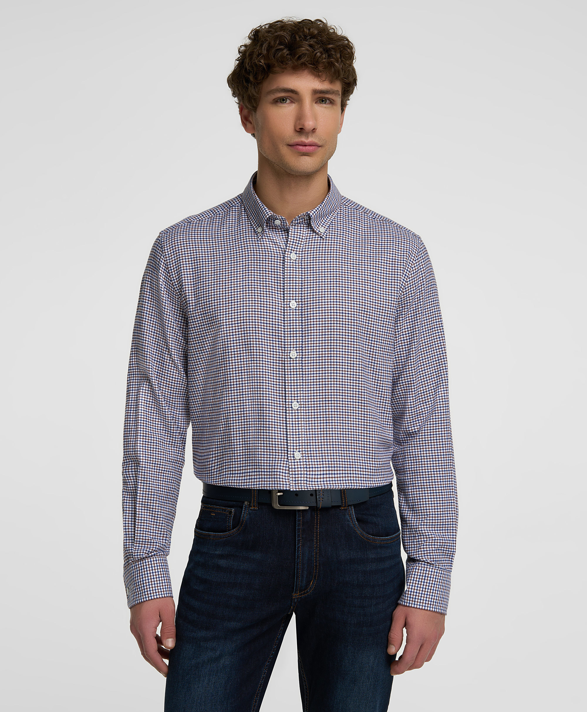 Рубашка хлопковая, прямой силуэт