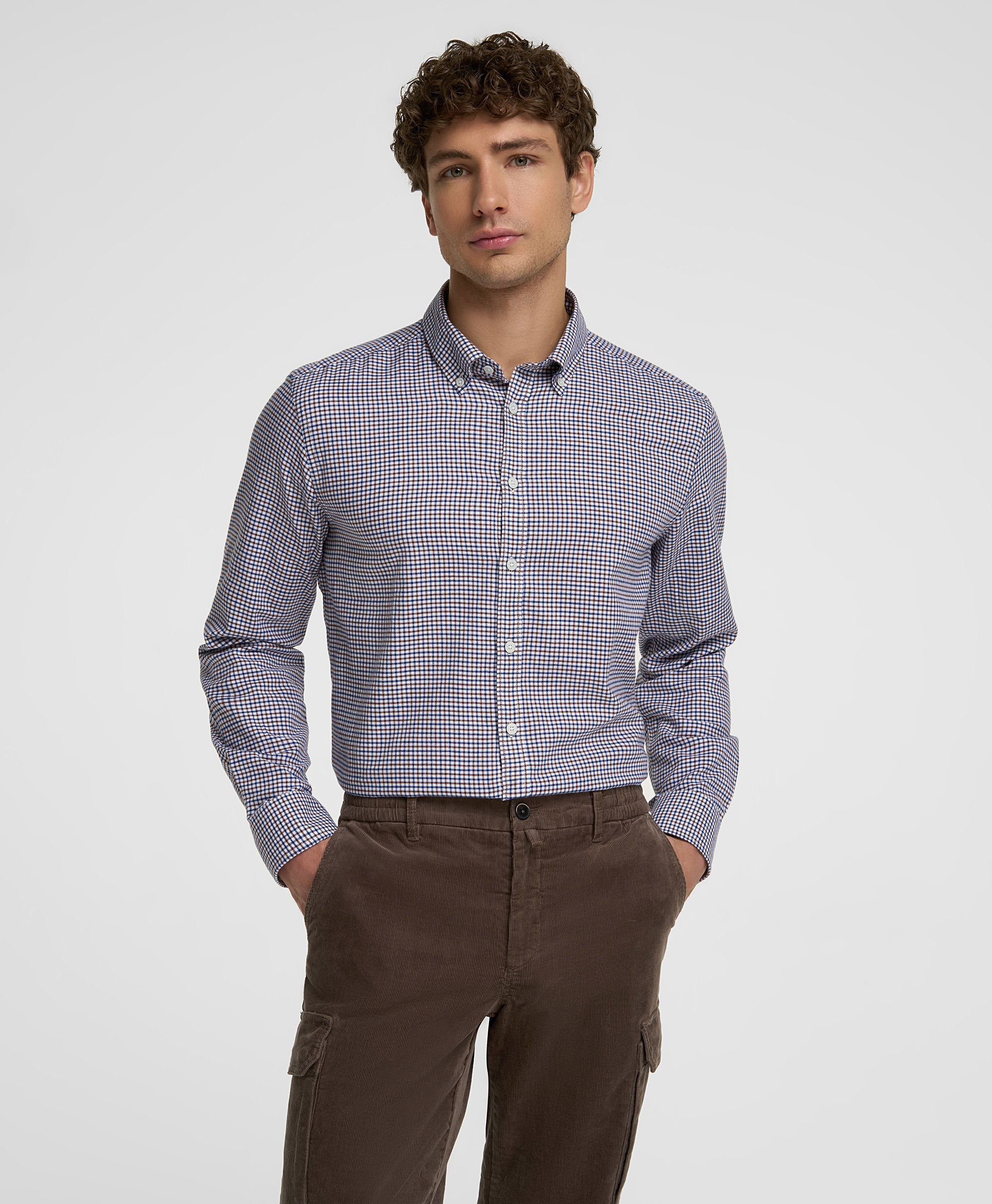 Рубашка хлопковая, полуприлегающий силуэт