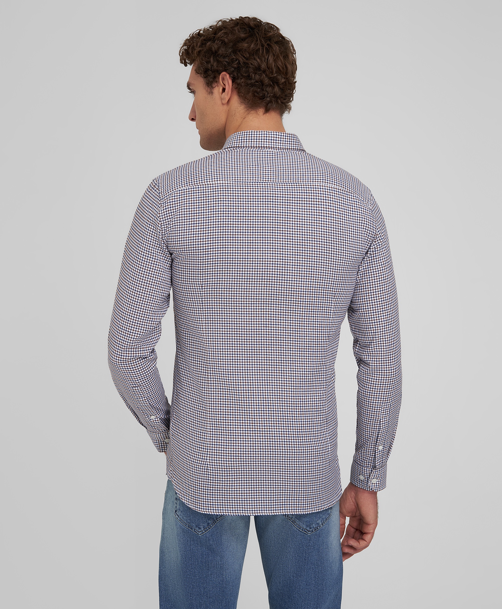 Рубашка хлопковая, прилегающий силуэт