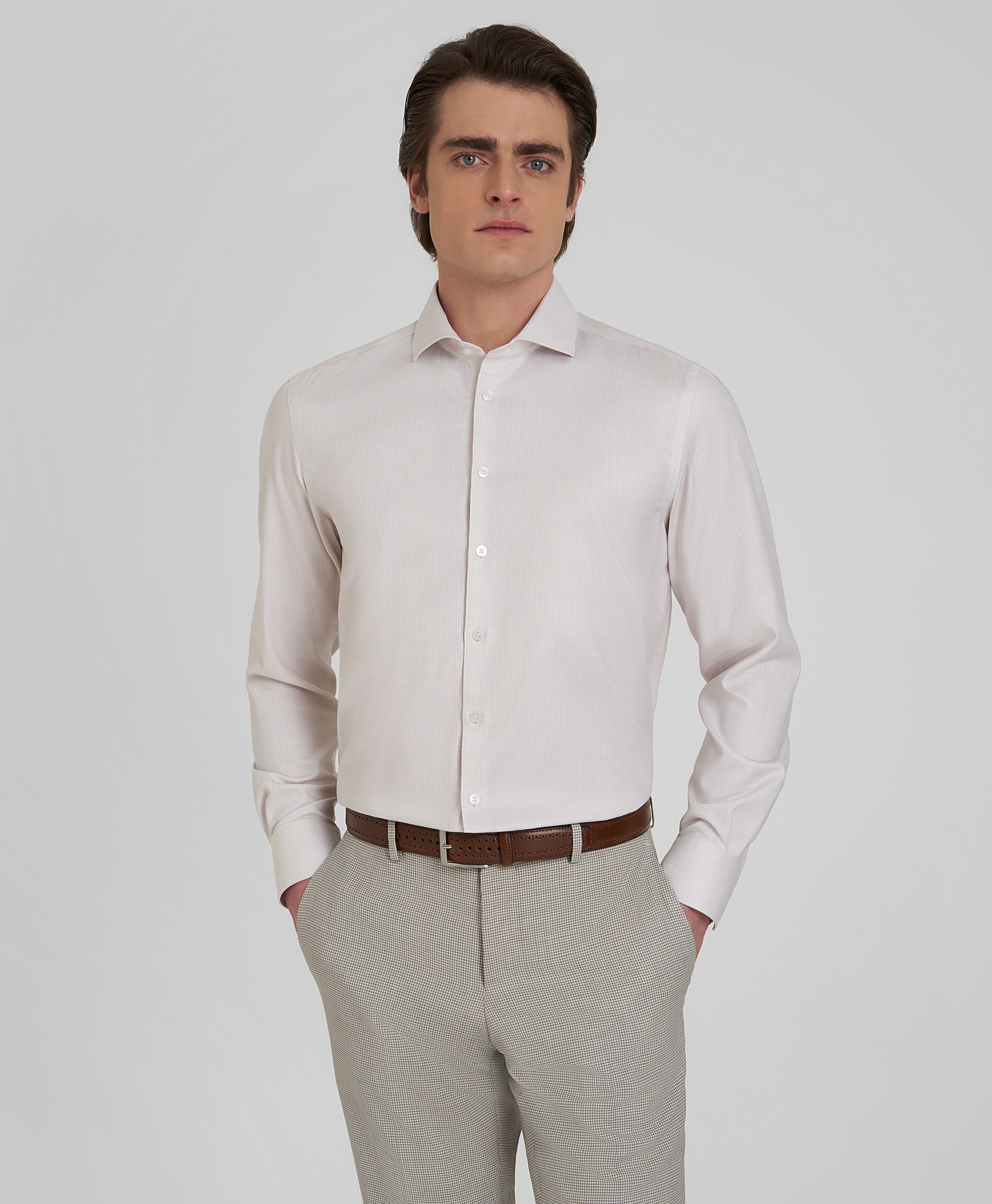 Рубашка прямого кроя хлопковая из ткани стрейч не требует утюжки