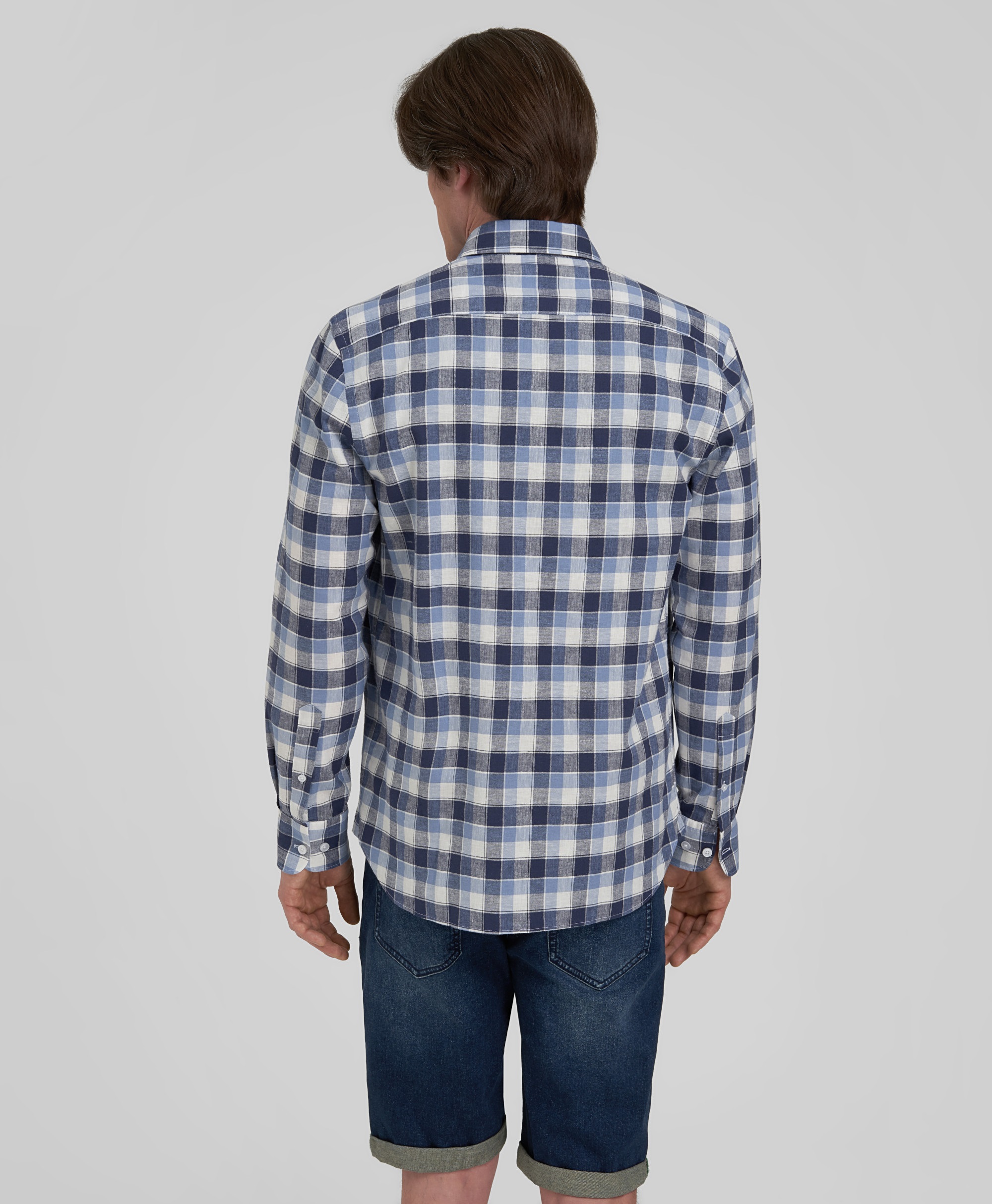 Рубашка из хлопка и льна, прямой силуэт