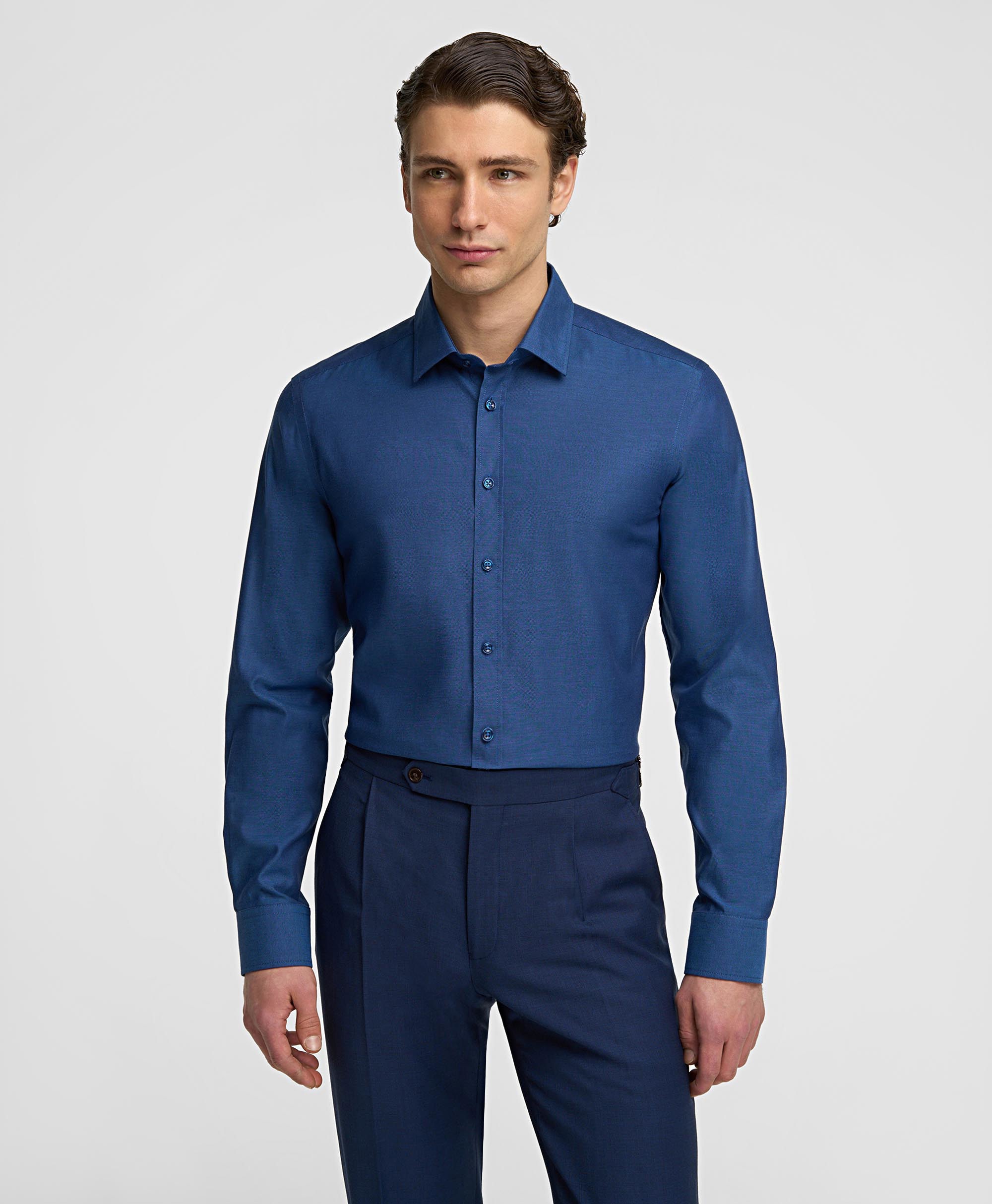 Рубашка хлопковая, полуприлегающий силуэт