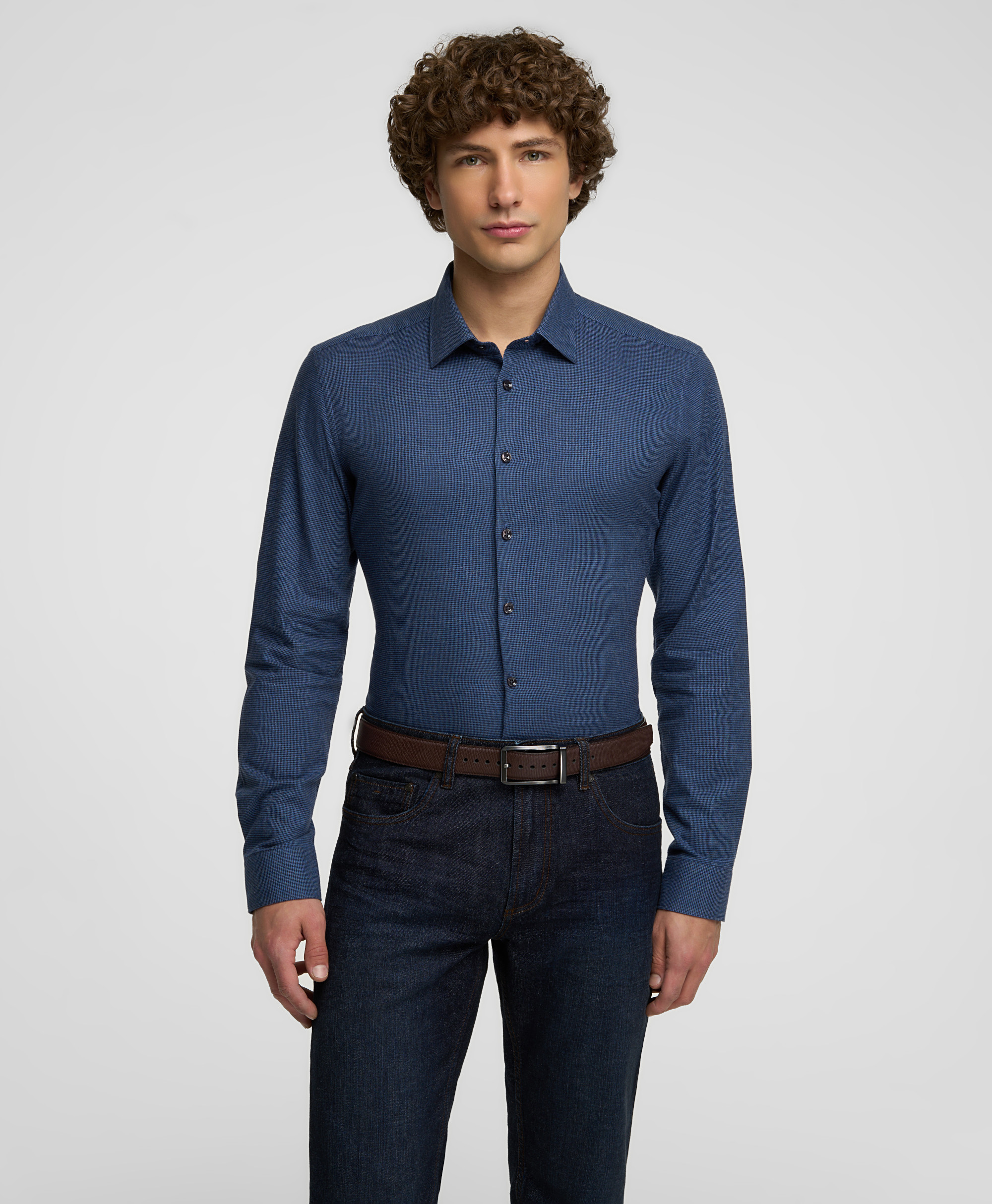 Рубашка фланелевая, прилегающий силуэт