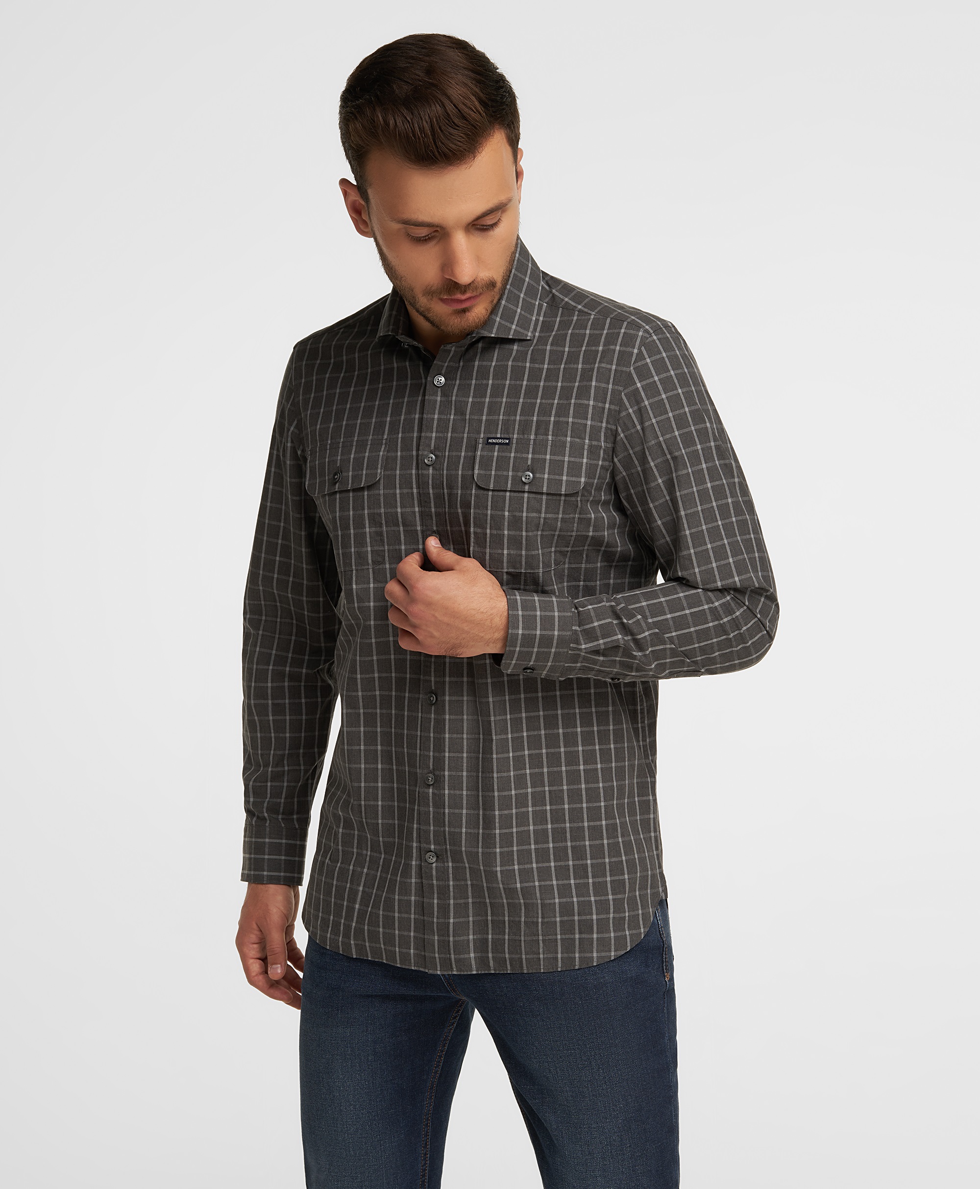 Рубашка хлопковая, полуприлегающий силуэт