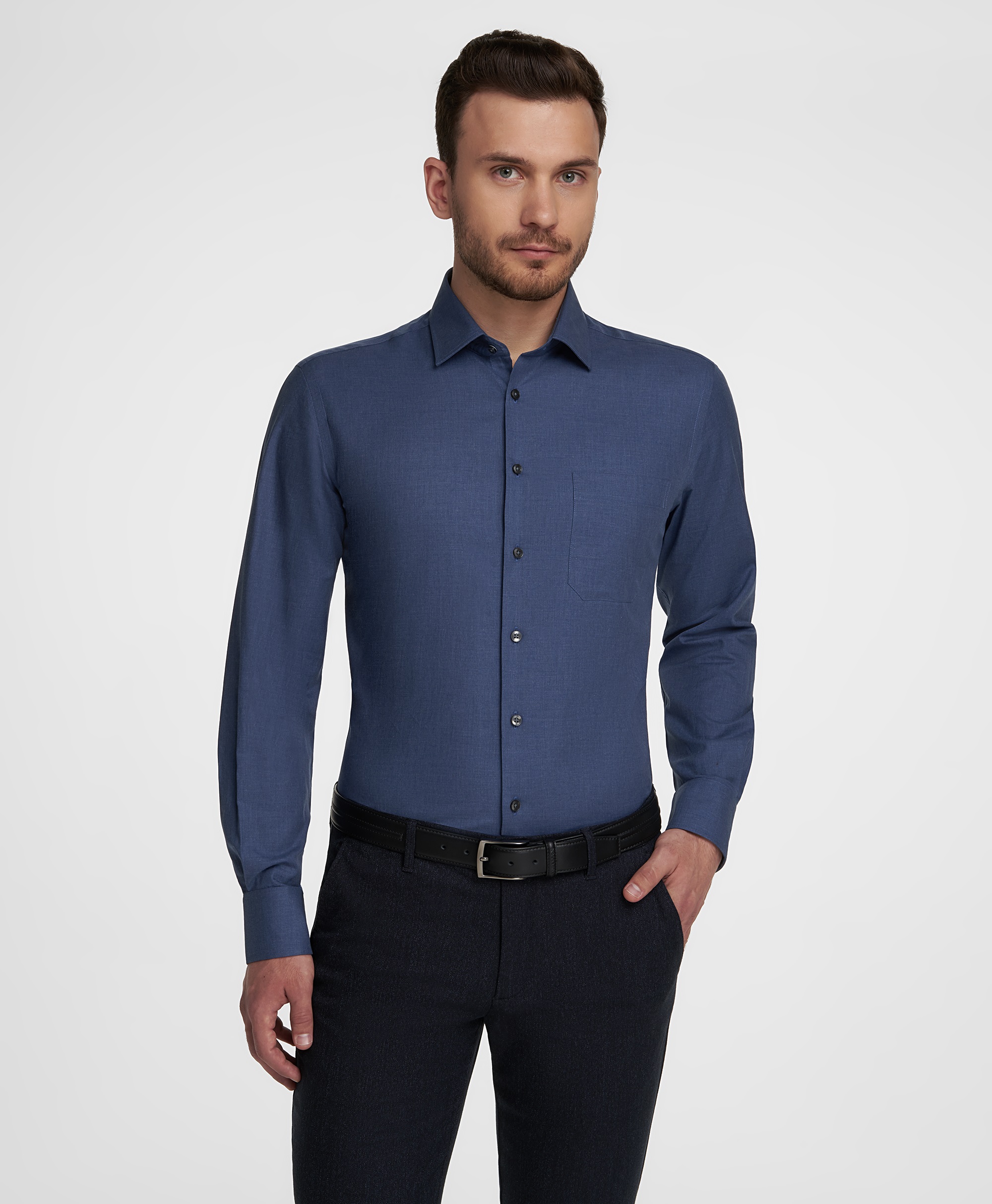 Рубашка хлопковая, прямой силуэт