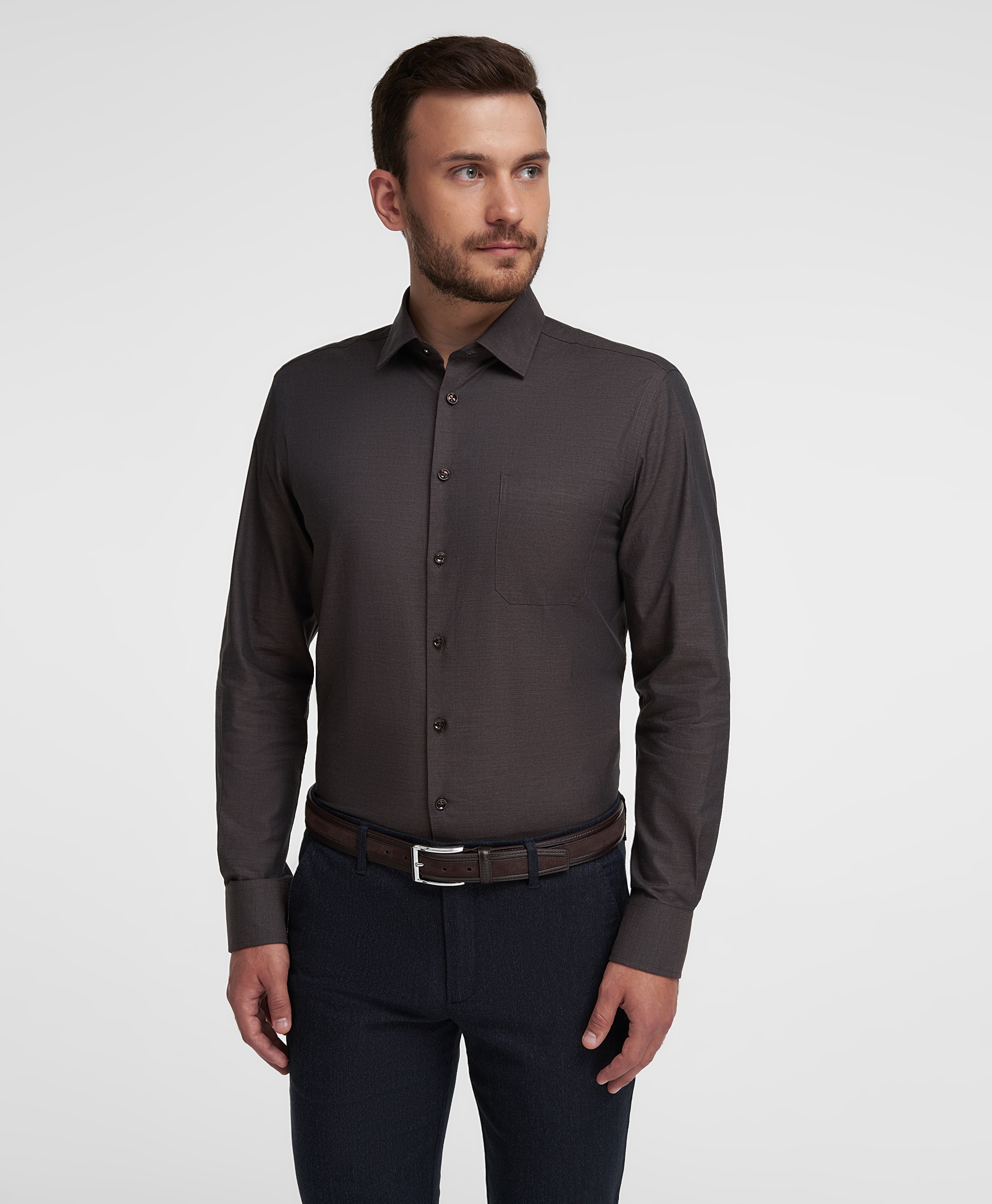 Рубашка хлопковая, прямой силуэт