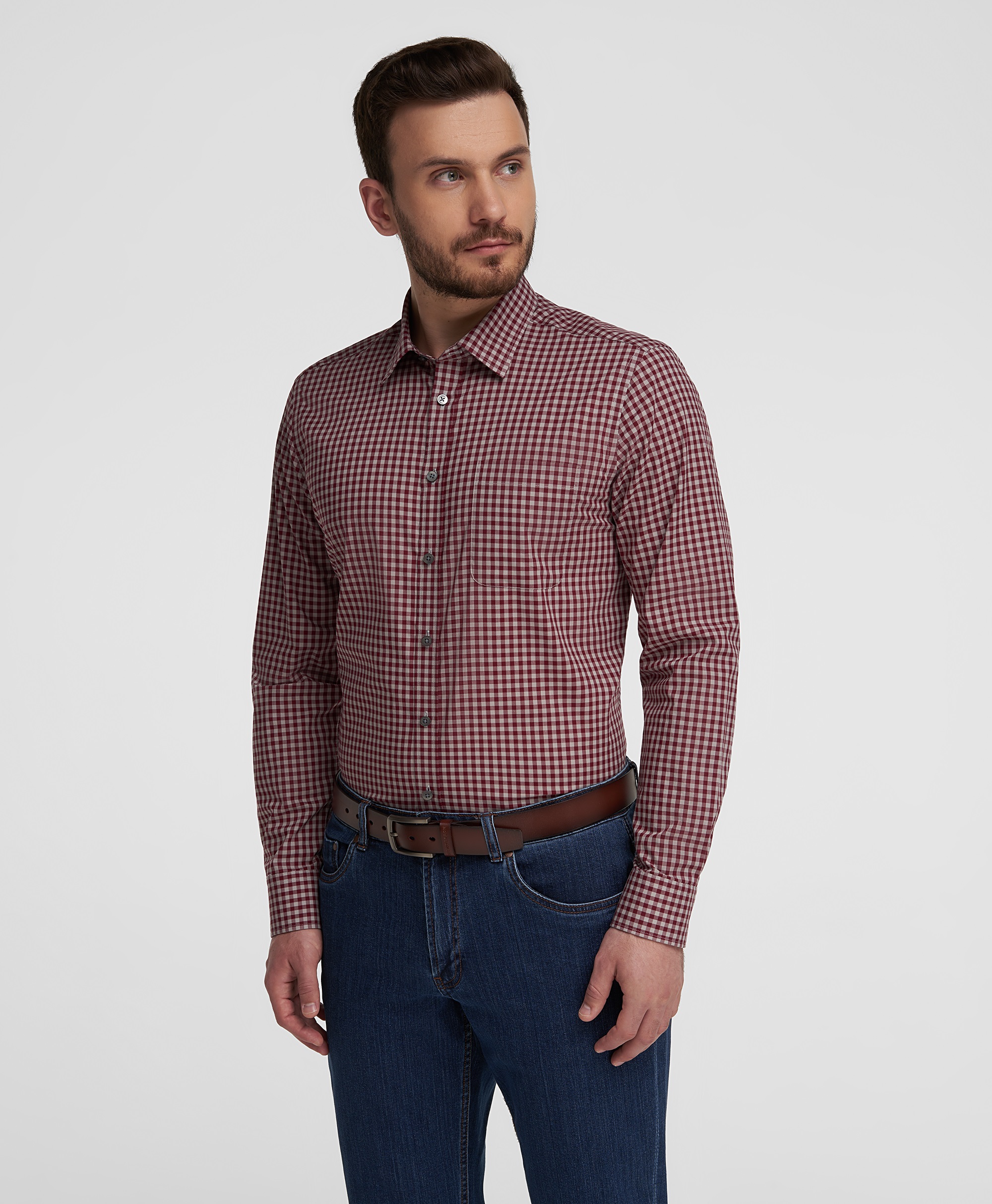 Рубашка хлопковая, полуприлегающий силуэт