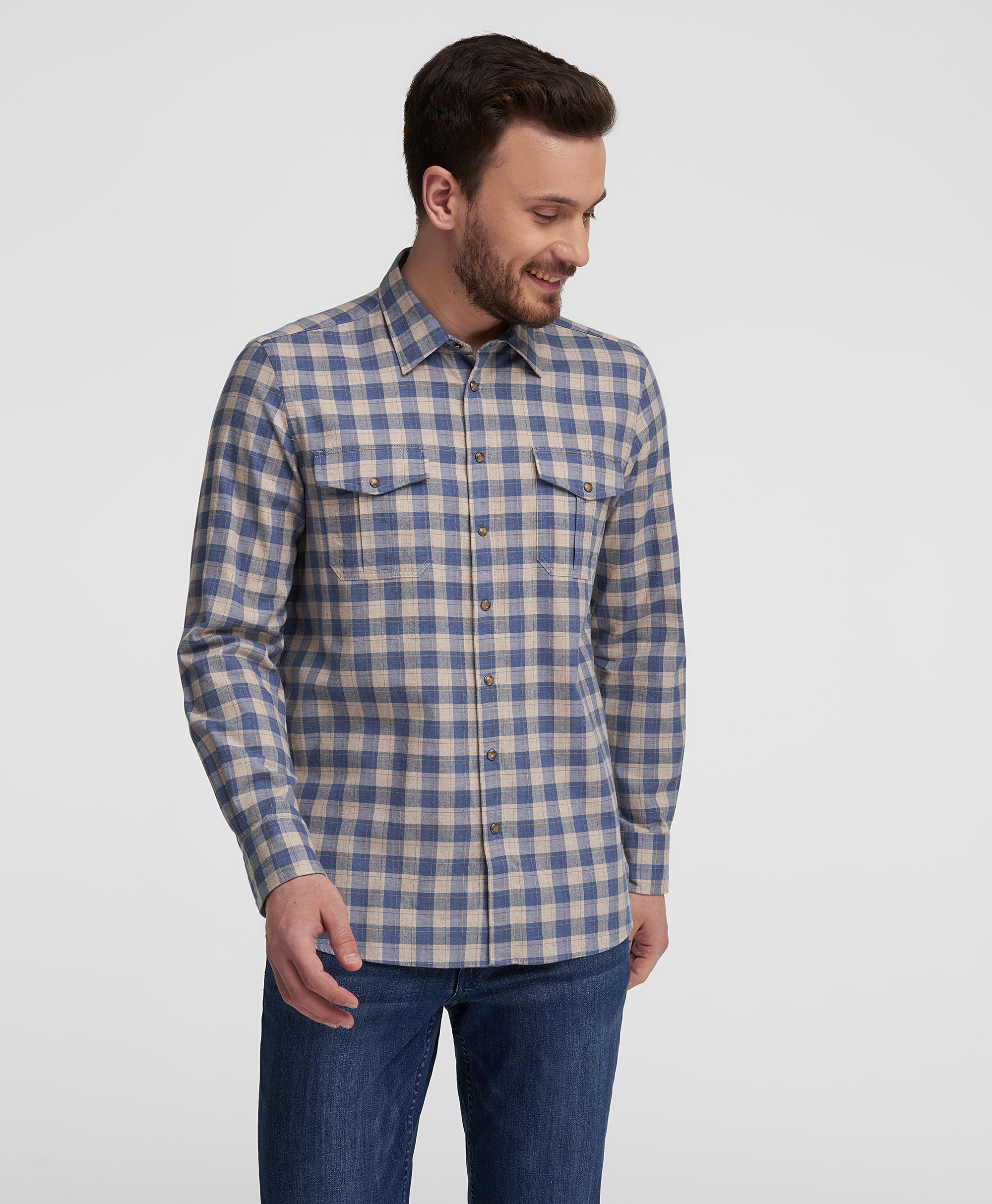 Рубашка фланелевая, прямой силуэт