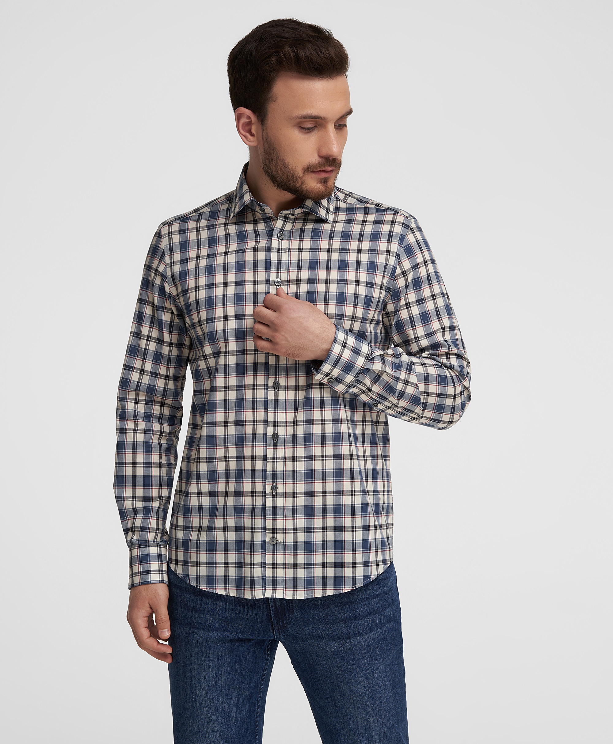 Рубашка хлопковая, прямой силуэт