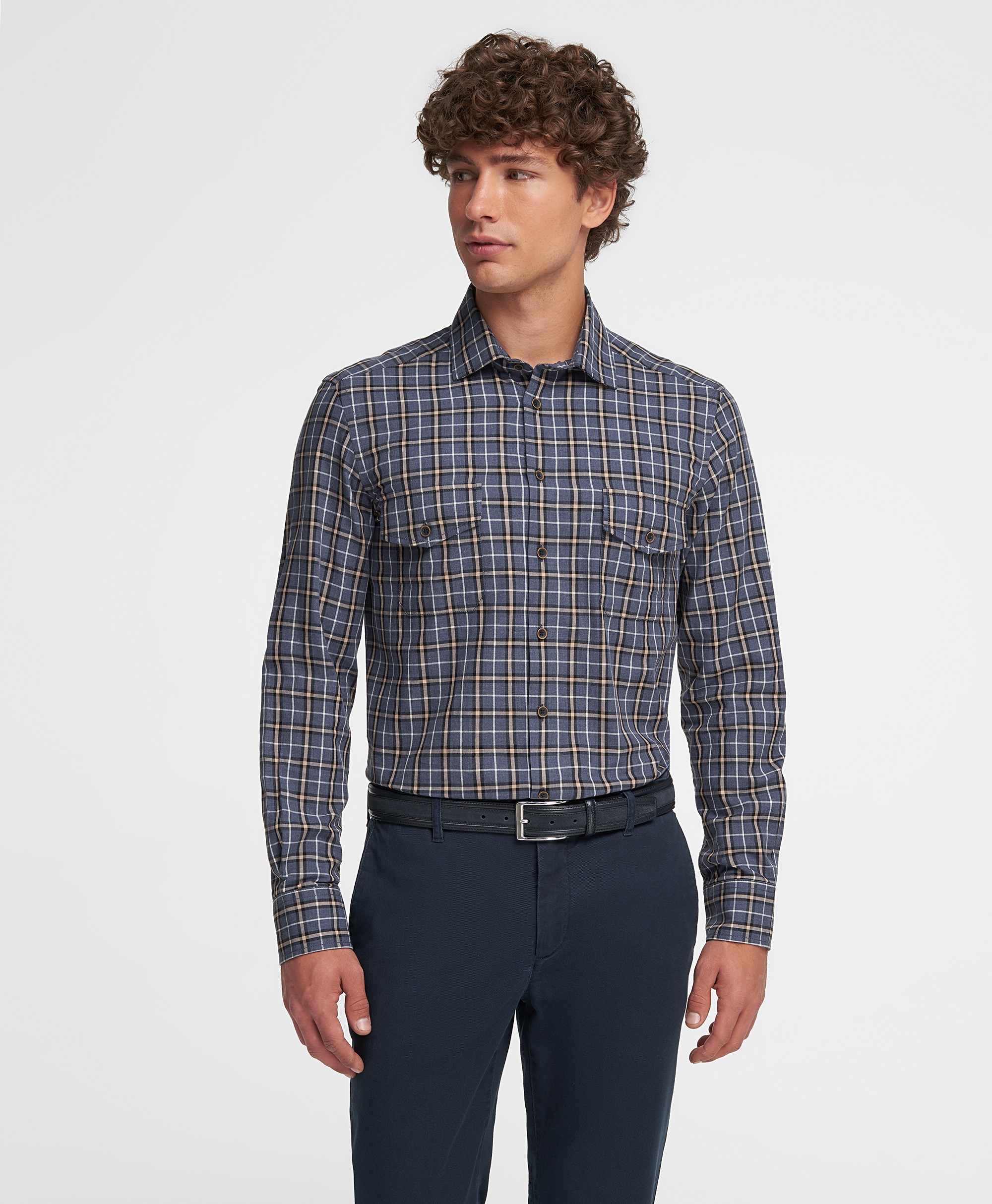 Рубашка хлопковая, прямой силуэт