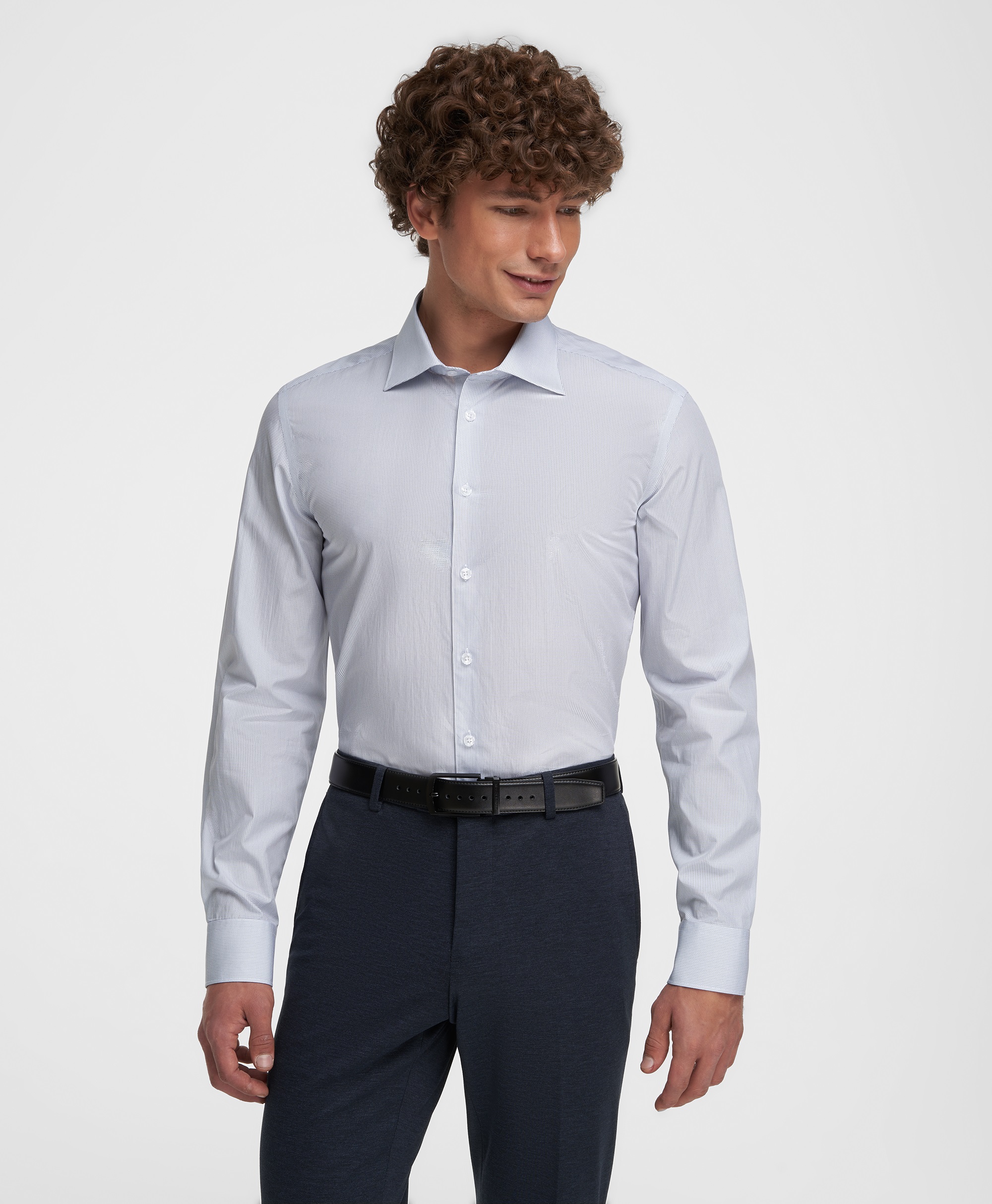 Рубашка хлопковая, полуприлегающий силуэт