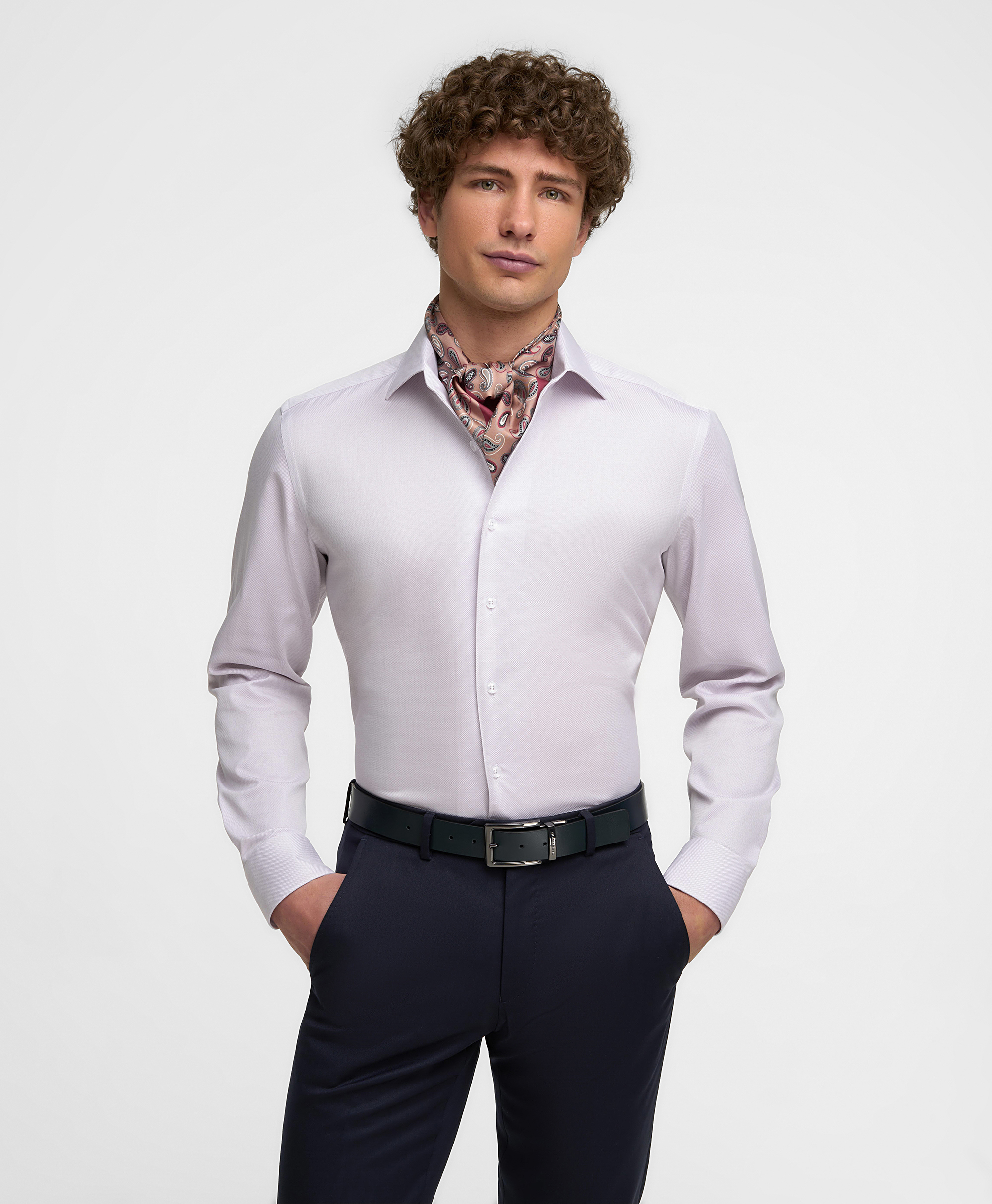 Рубашка хлопковая, полуприлегающий силуэт