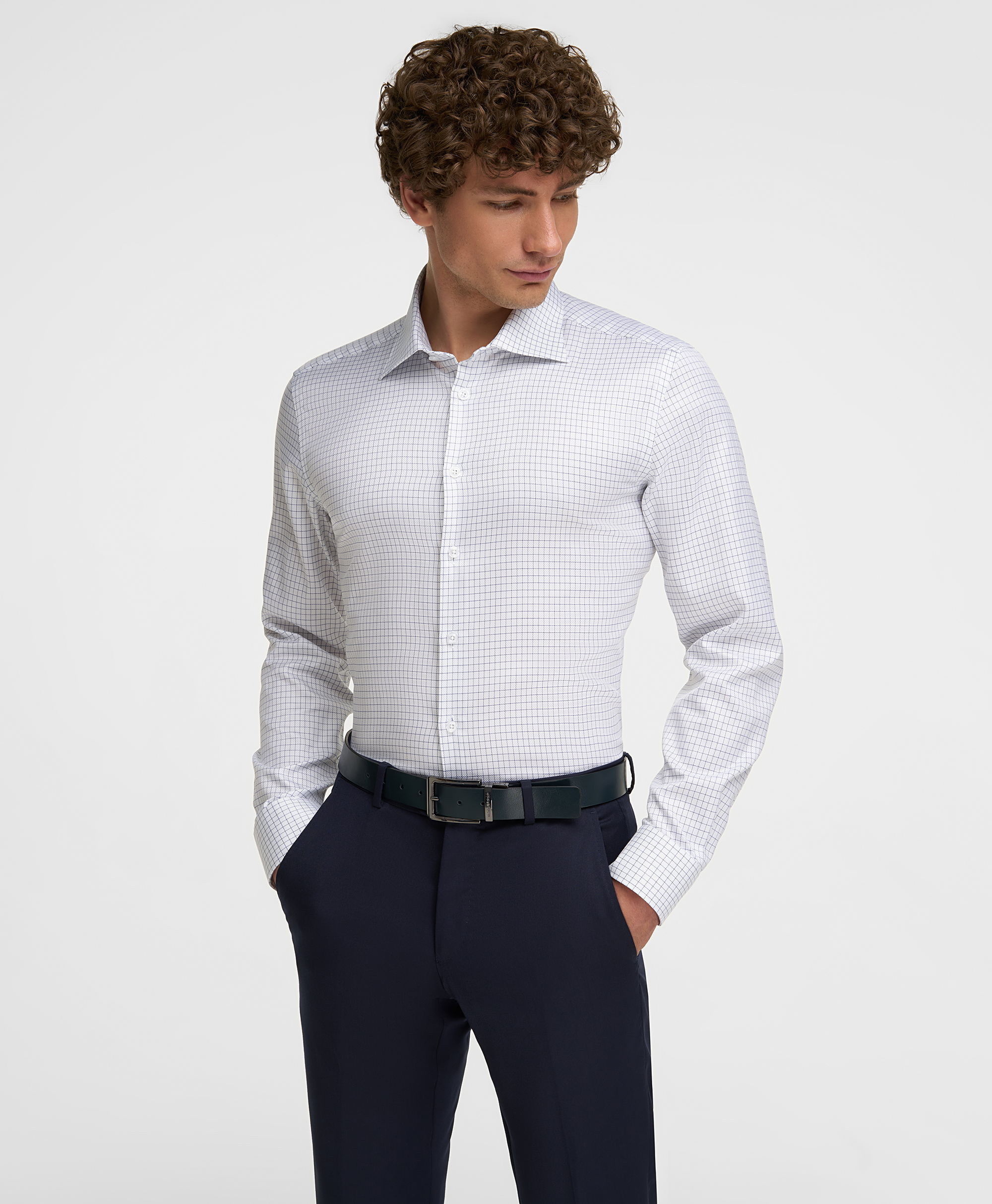 Рубашка хлопковая, полуприлегающий силуэт