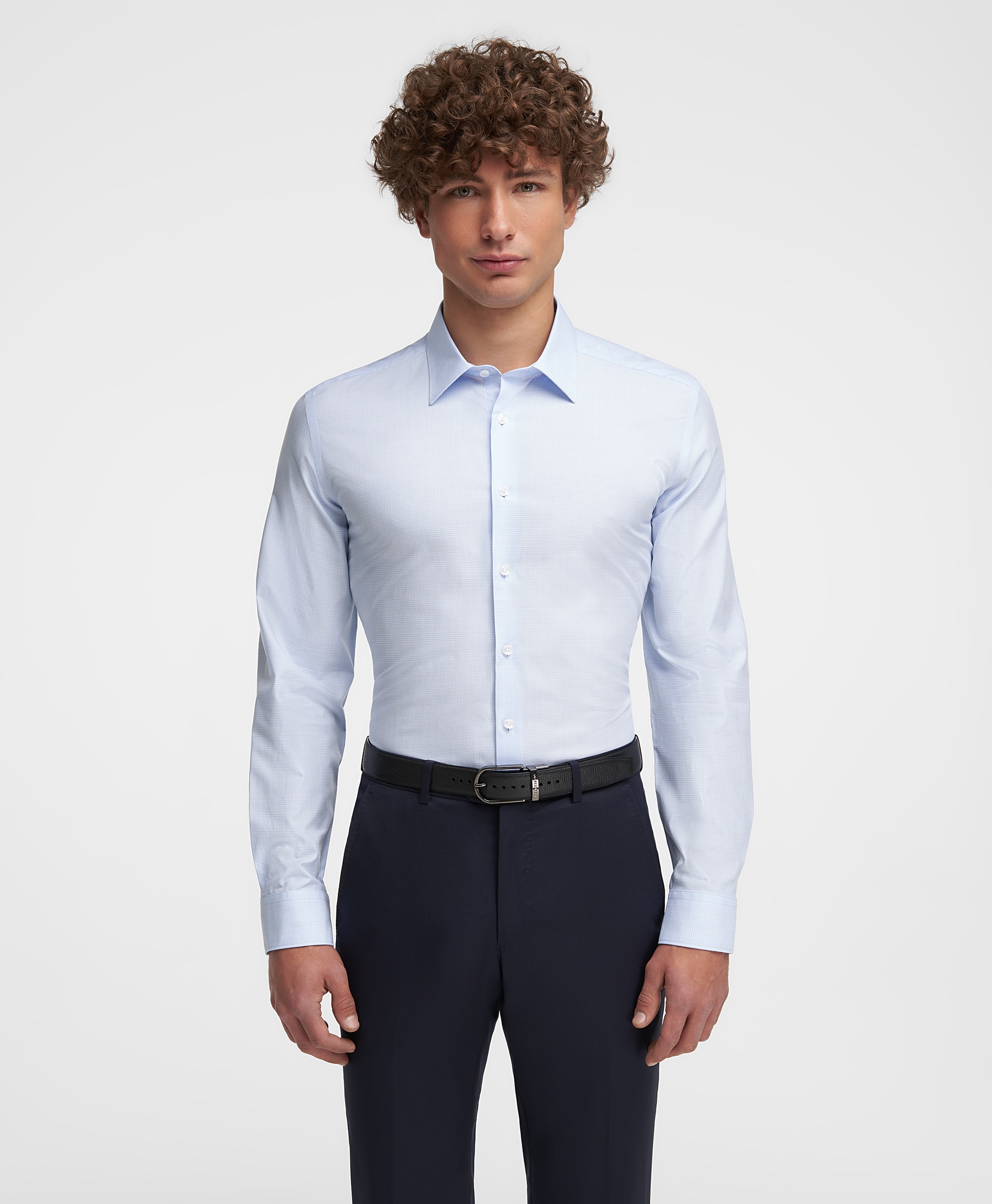 Рубашка хлопковая, прилегающий силуэт