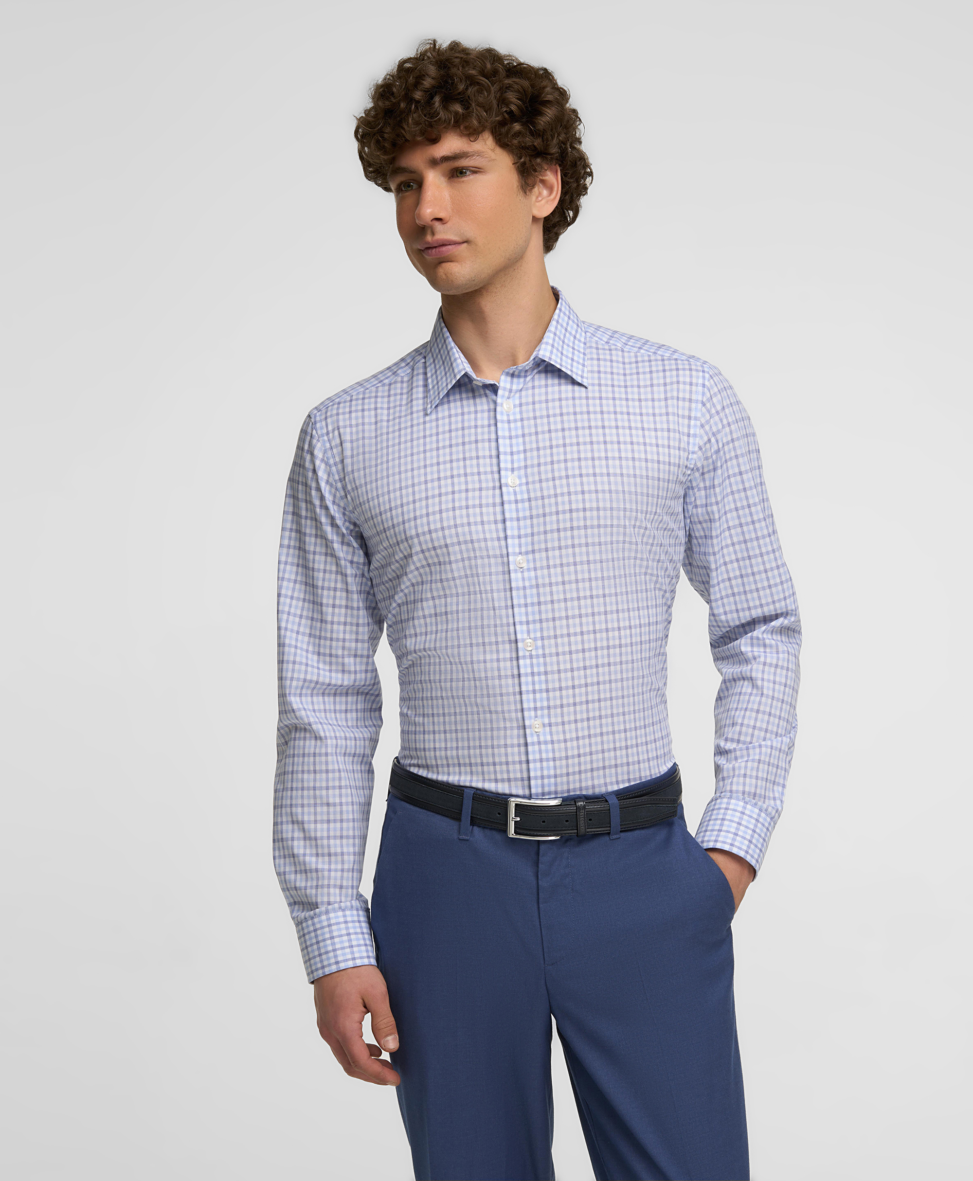 Рубашка хлопковая, полуприлегающий силуэт