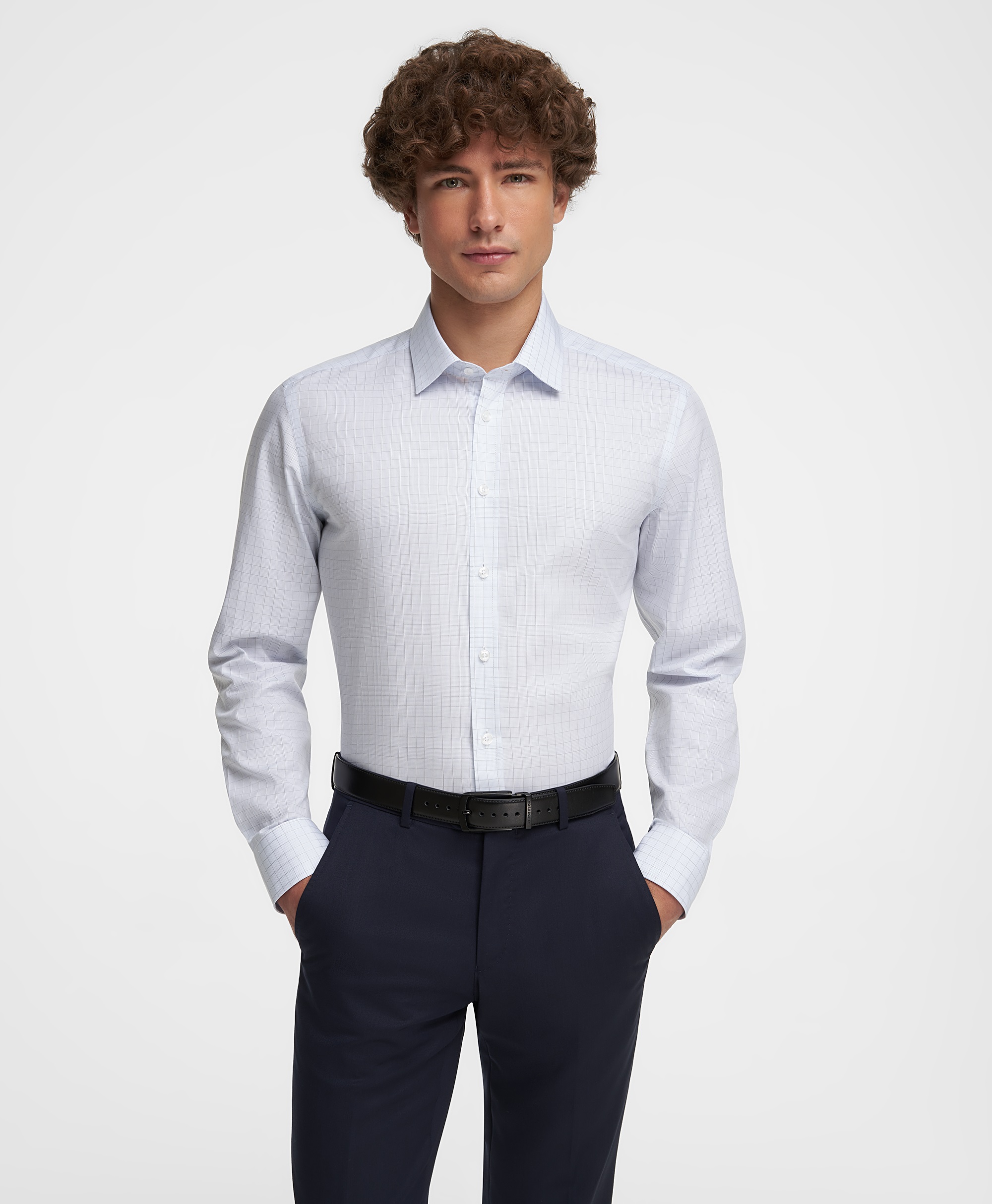 Рубашка хлопковая, полуприлегающий силуэт