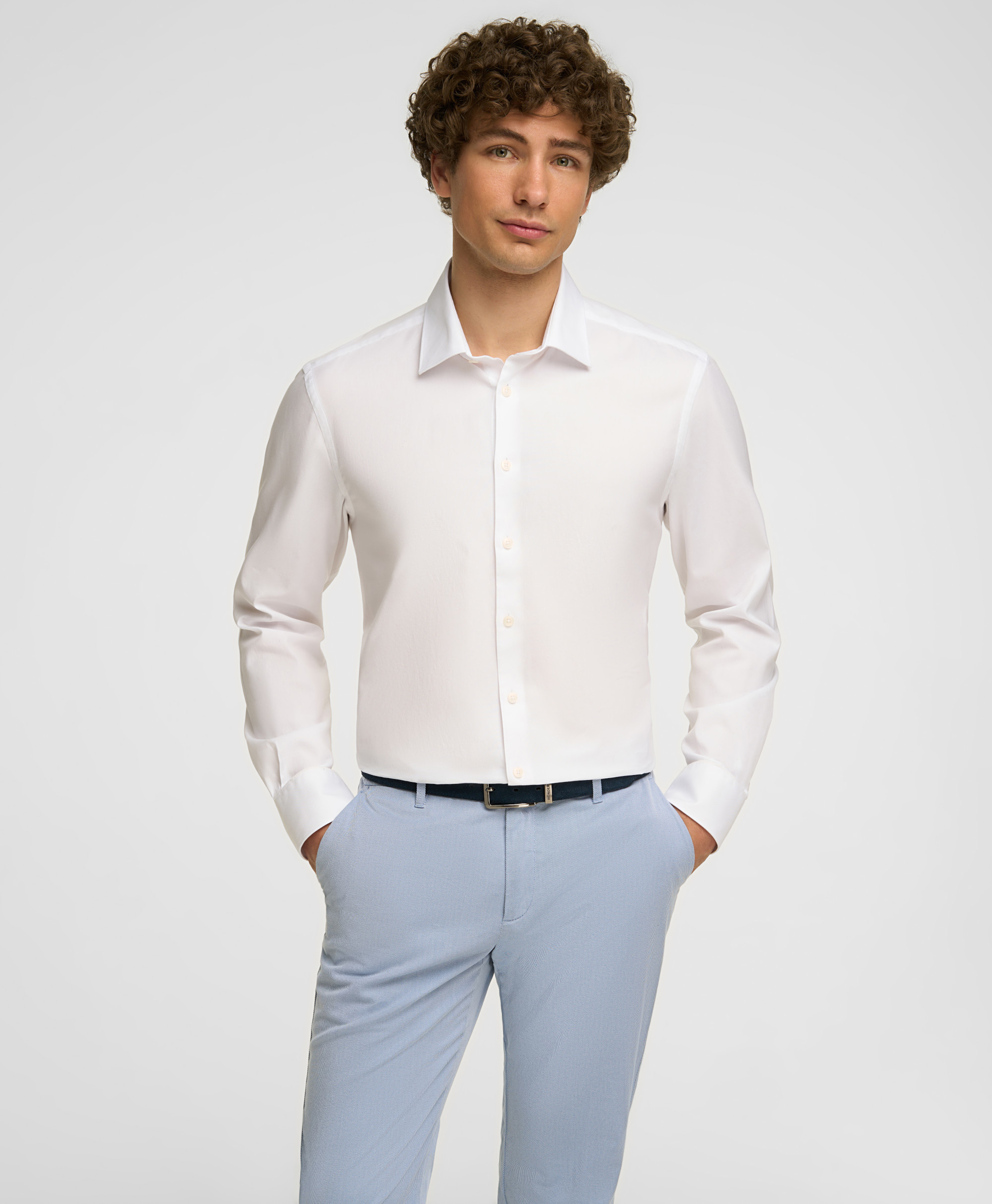 Рубашка хлопковая, прямой силуэт