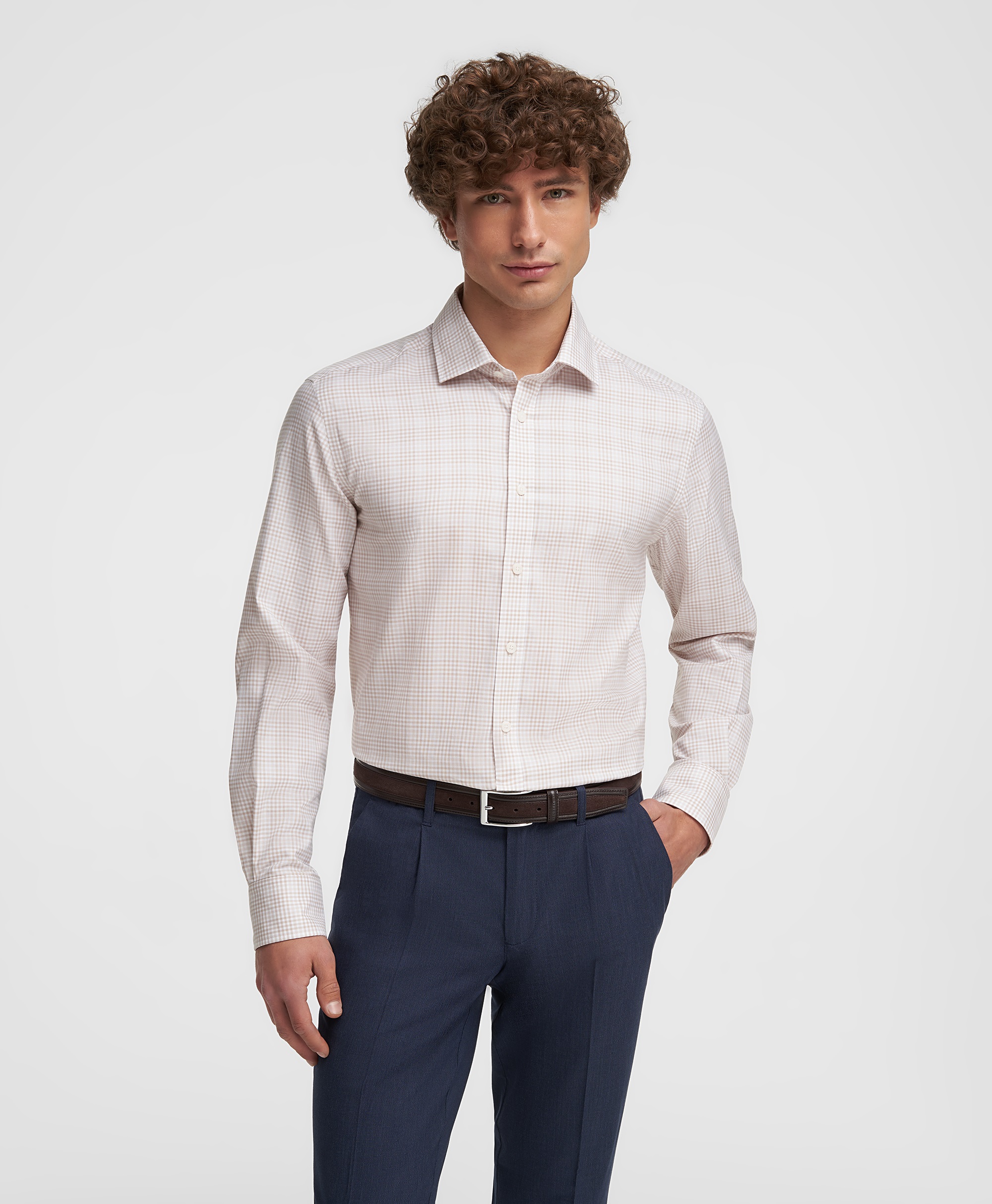 Рубашка хлопковая, прямой силуэт