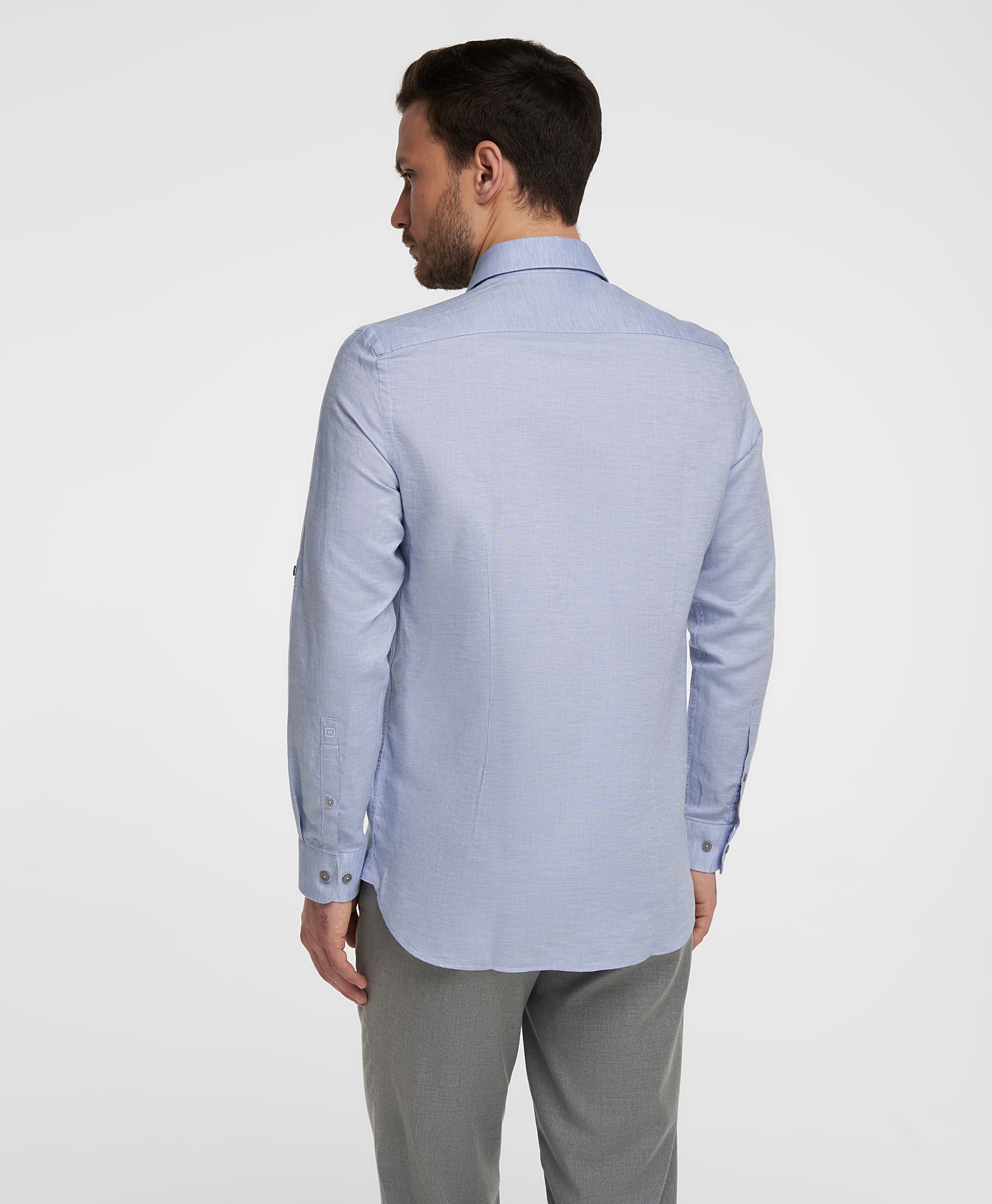 Рубашка из хлопка и льна, полуприлегающий силуэт